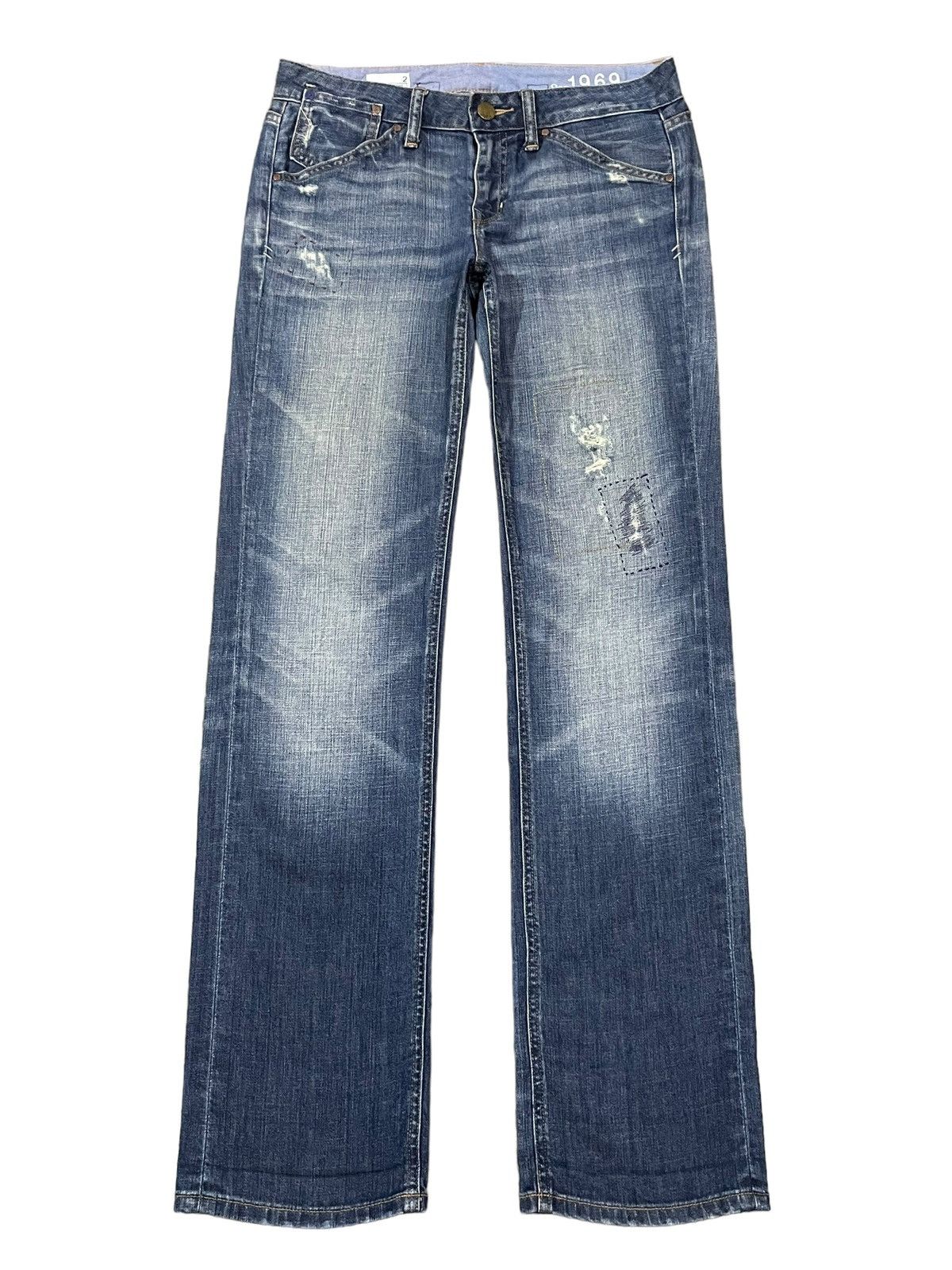 Balenciaga × Gap × Kanye West Vintage Y2K Gap 1960 Easy Straight BlueWash Distressed Jeans Size 31" - 6 Thumbnail
