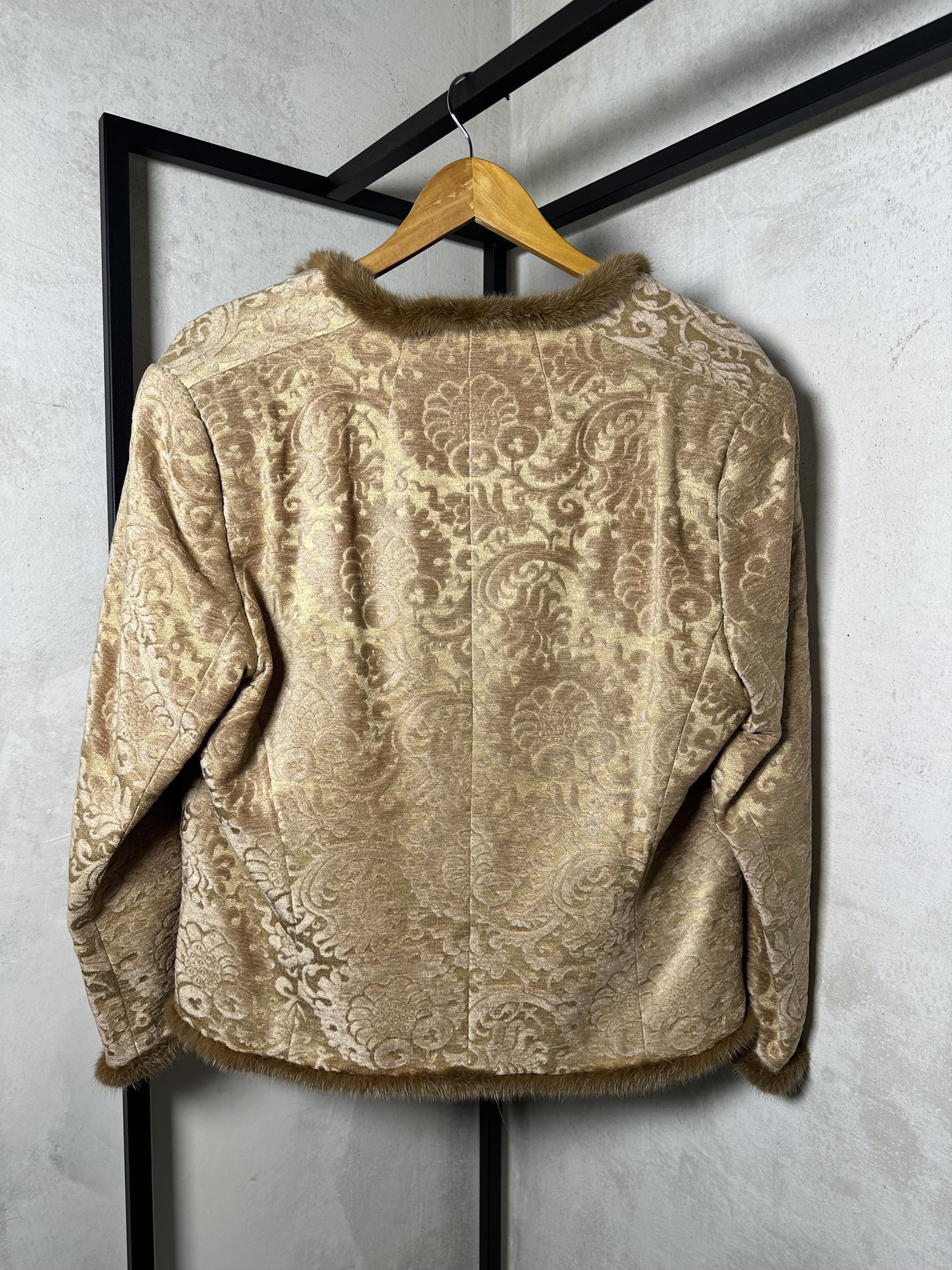 Escada ESCADA Gold Toned Brocade Jacket w/ Mink Fur Trim Size M / US 6-8 / IT 42-44 - 4 Thumbnail
