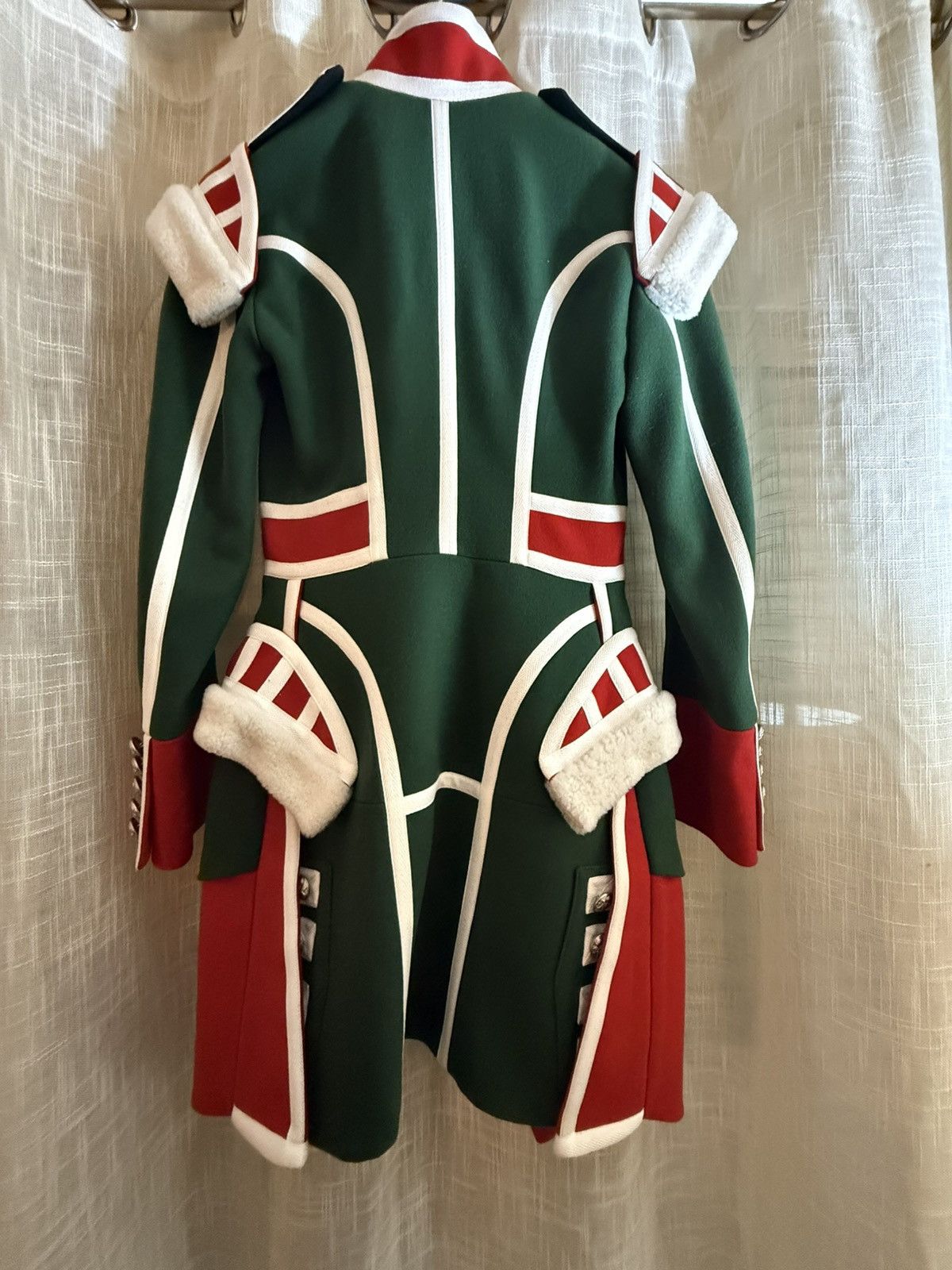 Burberry Burberry Wool Ceremony Coat with Red & Green Sheepskin Trim Size XS / US 0-2 / IT 36-38 - 9 Thumbnail