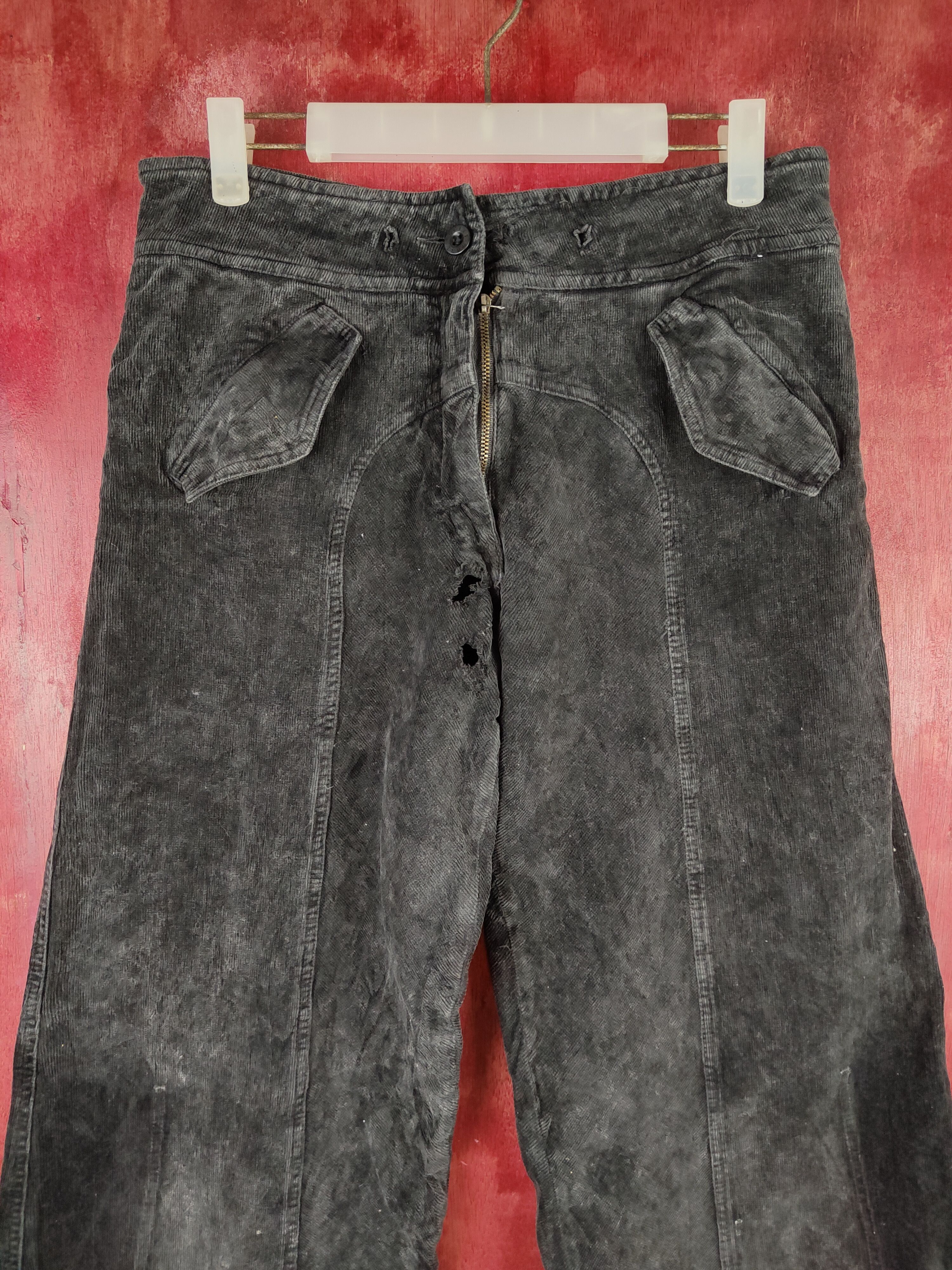 Fake London Genius Fake London Genius Black Corduroy palazo Pants #S1488 Size 28" / US 6 / IT 42 - 2 Thumbnail