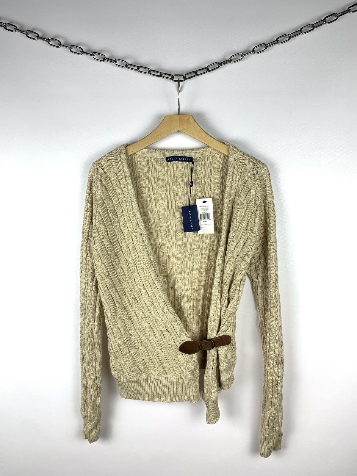 New with tags Ralph Lauren Cable Knit Linen Cardigan Belted