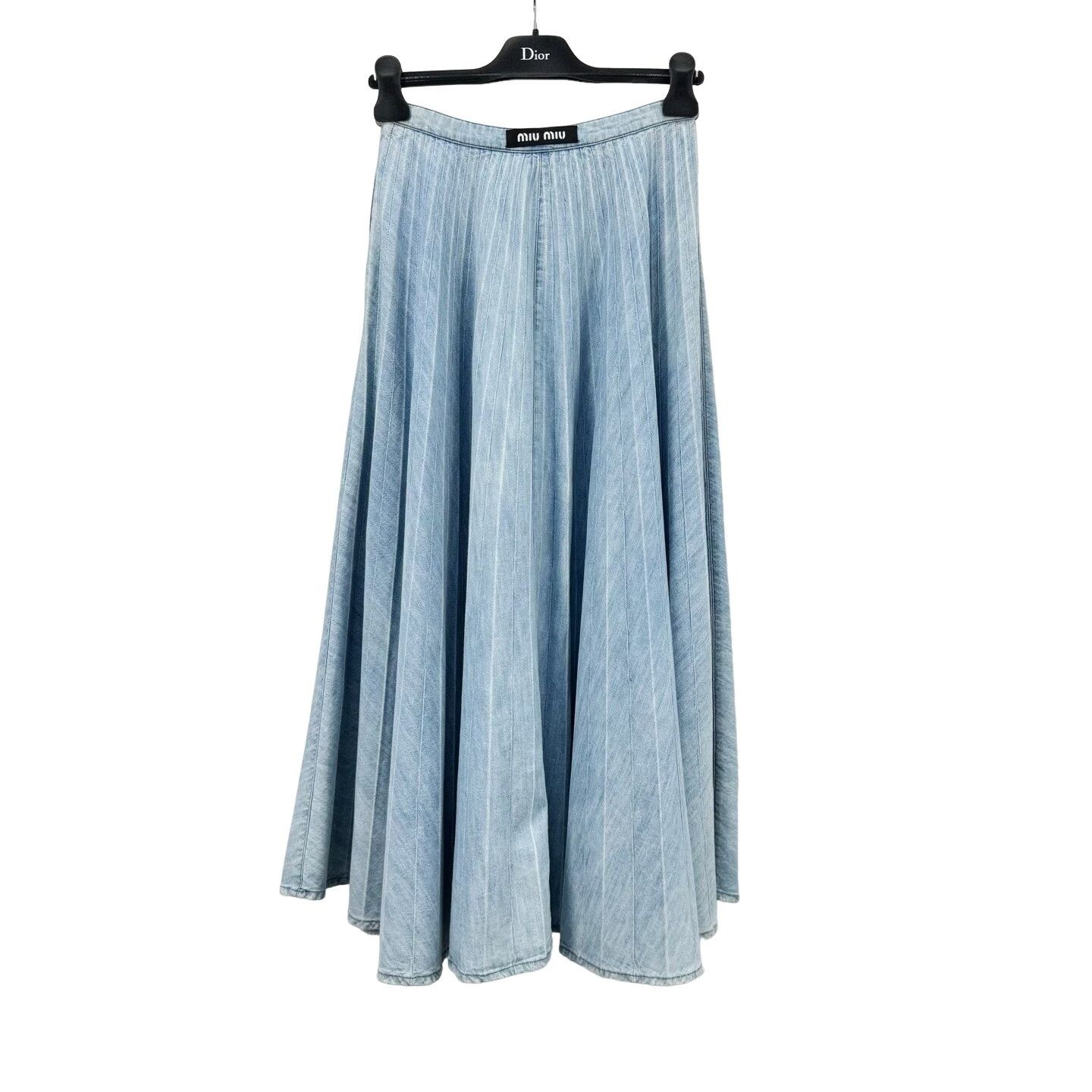 Miu Miu Miu Miu Striped Denim Midi Skirt Size 38 Size 26" / US 2 / IT 38 - 1 Thumbnail