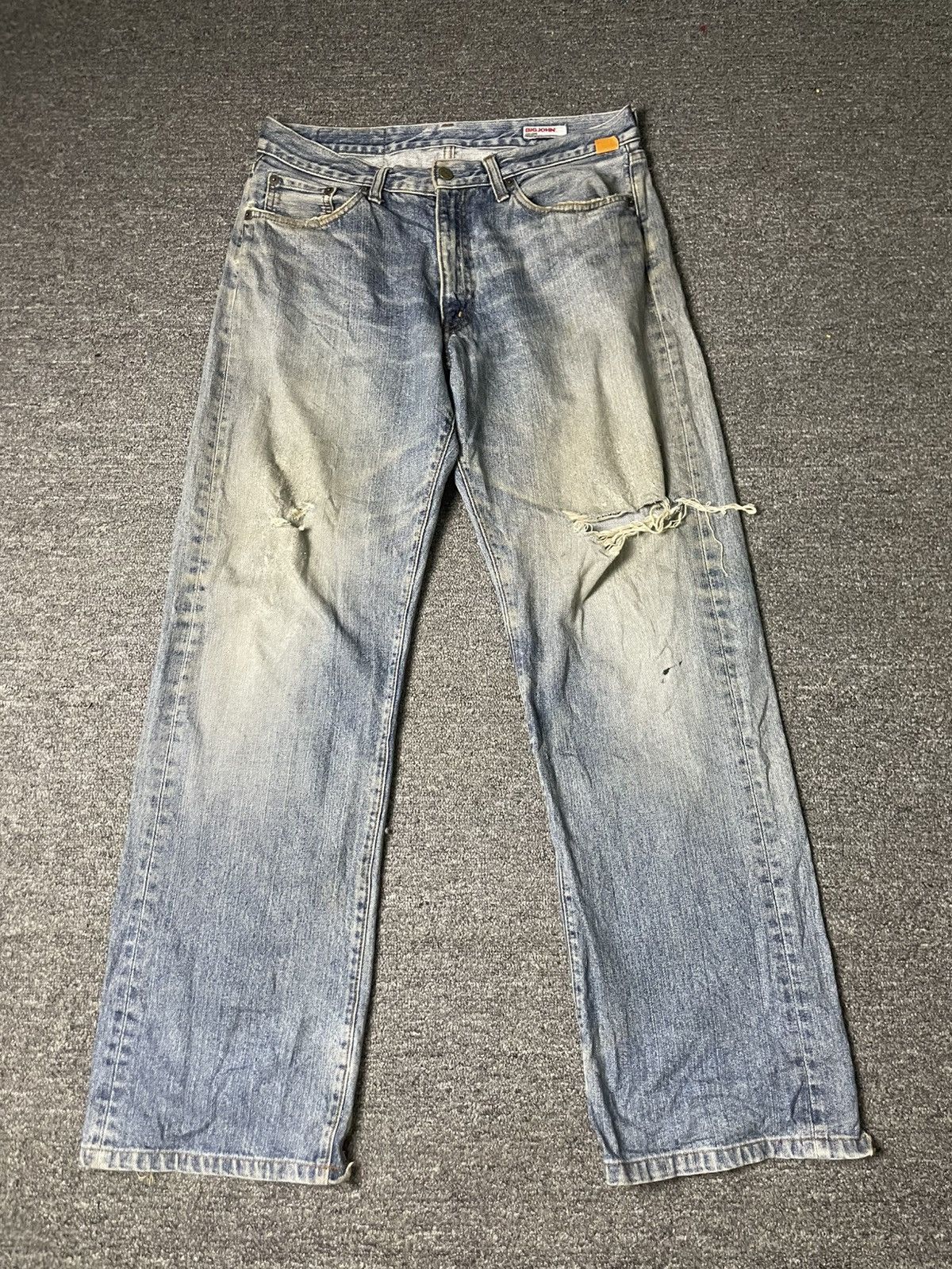 Big John × Vintage Vintage BIG JOHN Straight Cut Ripped Jeans (83) Size US 33 - 1 Thumbnail