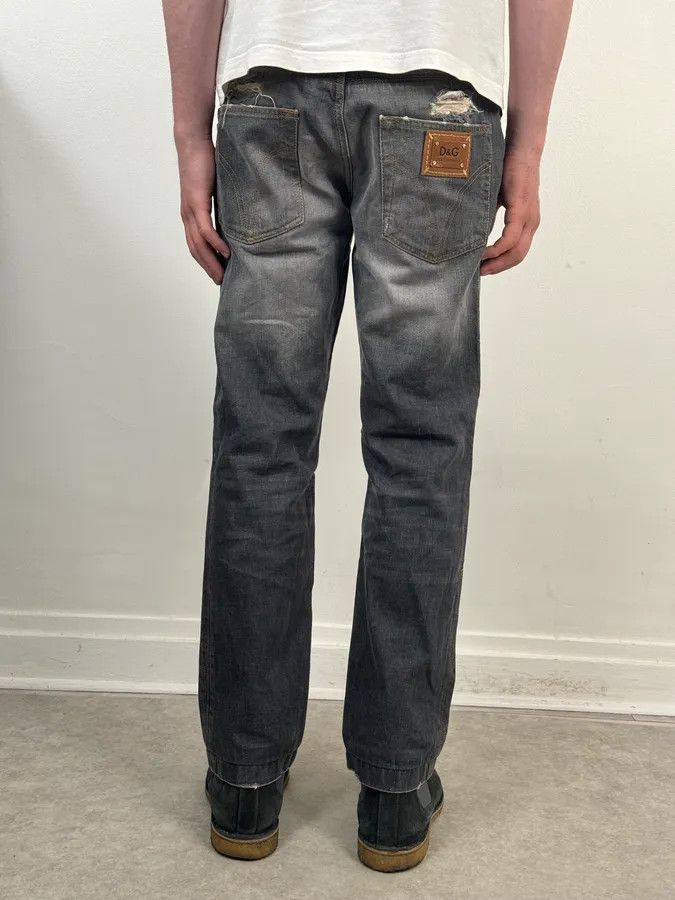 Dolce & Gabbana 2000s Dolce & Gabbana Grey Bootcut Jeans Denim Leather Patch Size US 32 / EU 48 - 4 Thumbnail