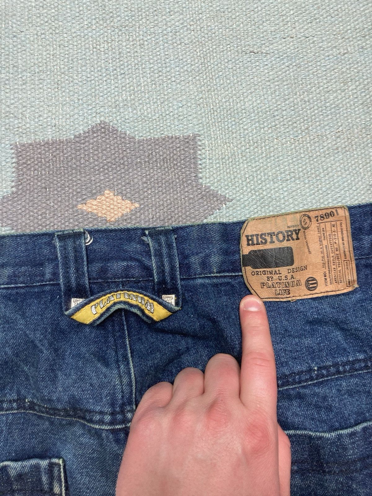 Bare Fox × Vintage Vtg y2k baggy jeans wide skater carpenter rave yellow 34x30 Size US 34 / EU 50 - 4 Thumbnail
