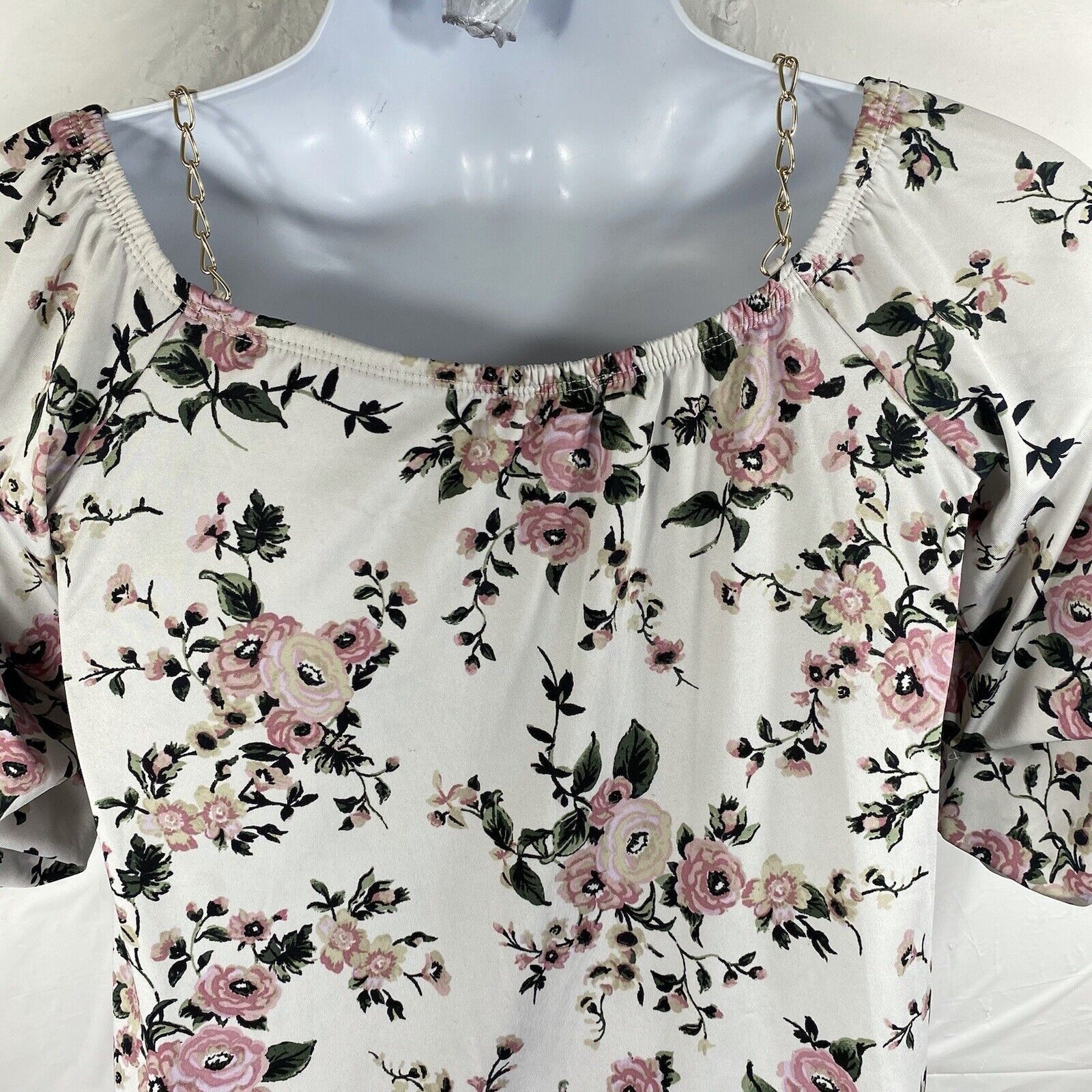 Other First Love Medium Floral Off Shoulder Chain Strap Blouse Size M / US 6-8 / IT 42-44 - 8 Thumbnail