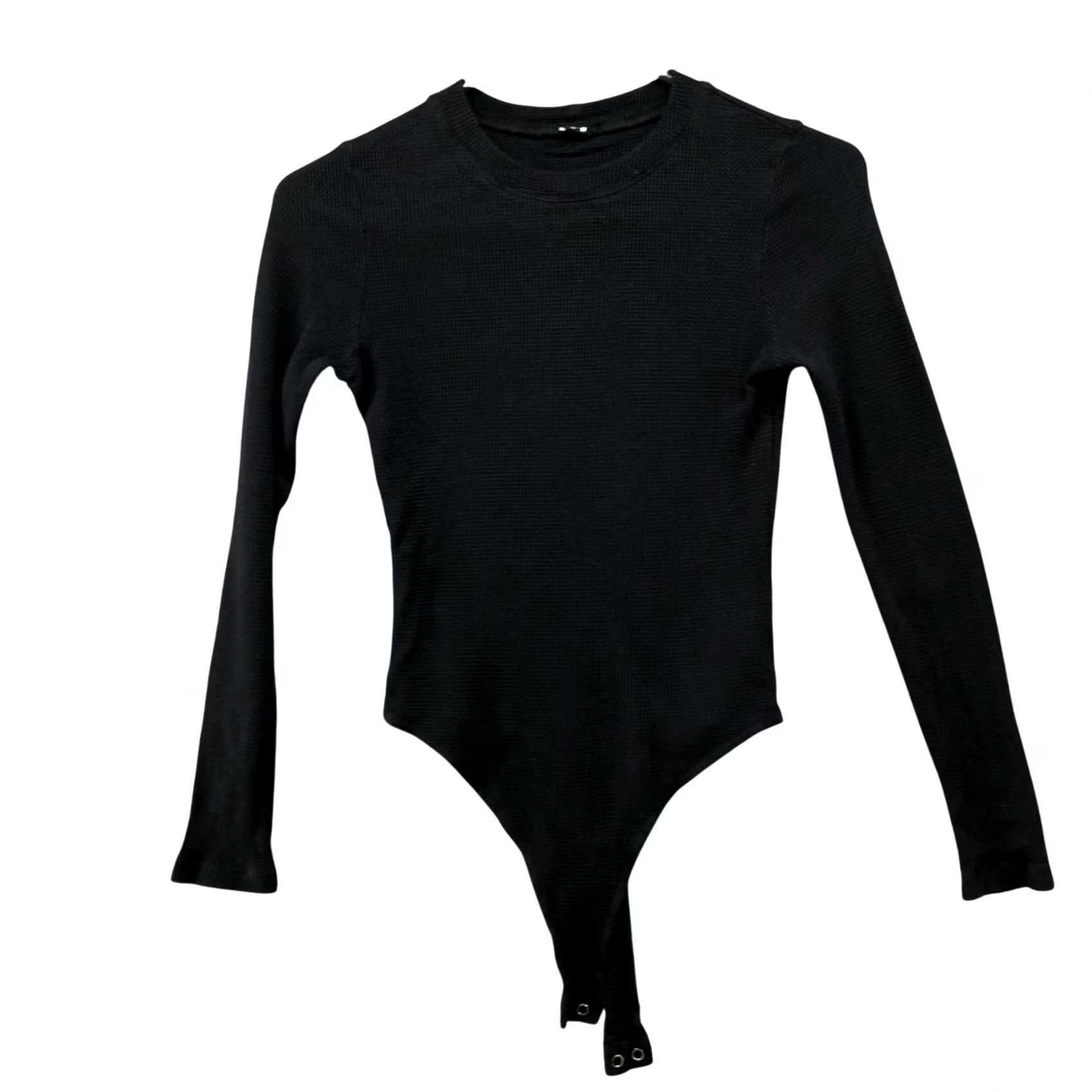 MONROW Monrow Thermal Bodysuit Womens S Black Crewneck Long Sleeve Shirt Size S / US 4 / IT 40 - 2 Thumbnail