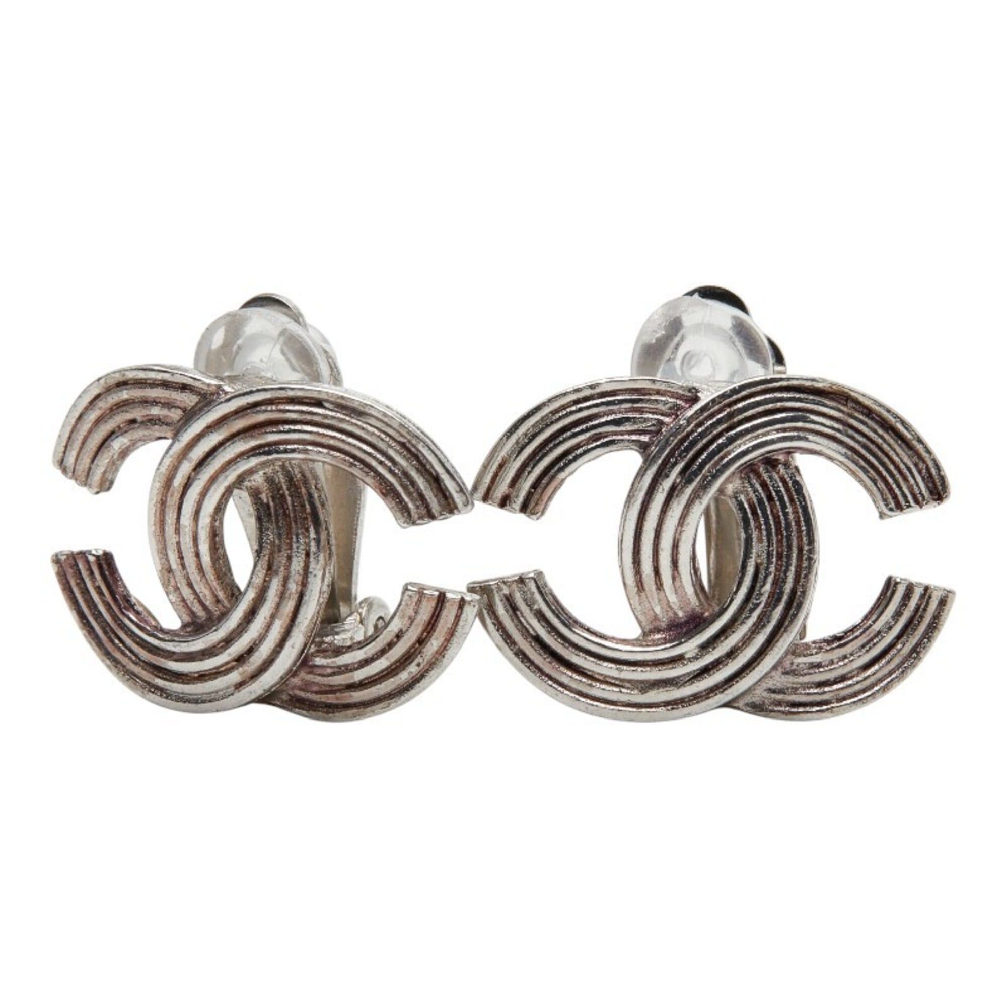 Chanel Chanel Coco Mark Logo Earrings, 00A Engraving, Silver Metal, Women's CHANEL Size ONE SIZE - 1 Thumbnail