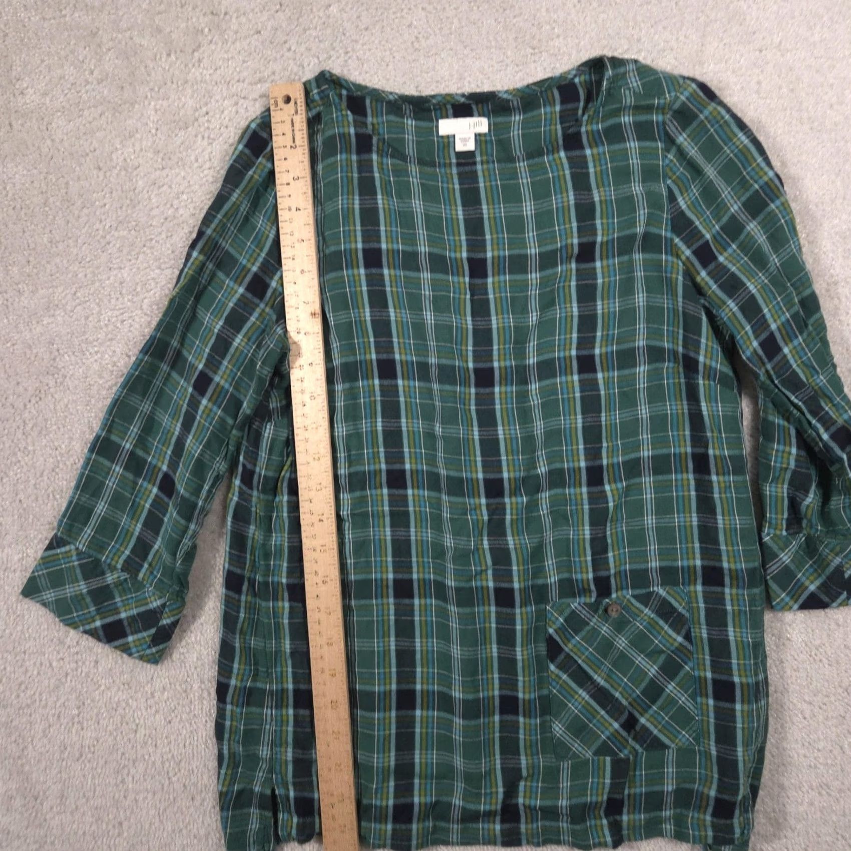 J. Jill VINTAGE J Jill Blouse Womens XS Green Plaid Scoop Neck 3/4 Sleeve Pocket Tunic Top Size XS / US 0-2 / IT 36-38 - 5 Thumbnail