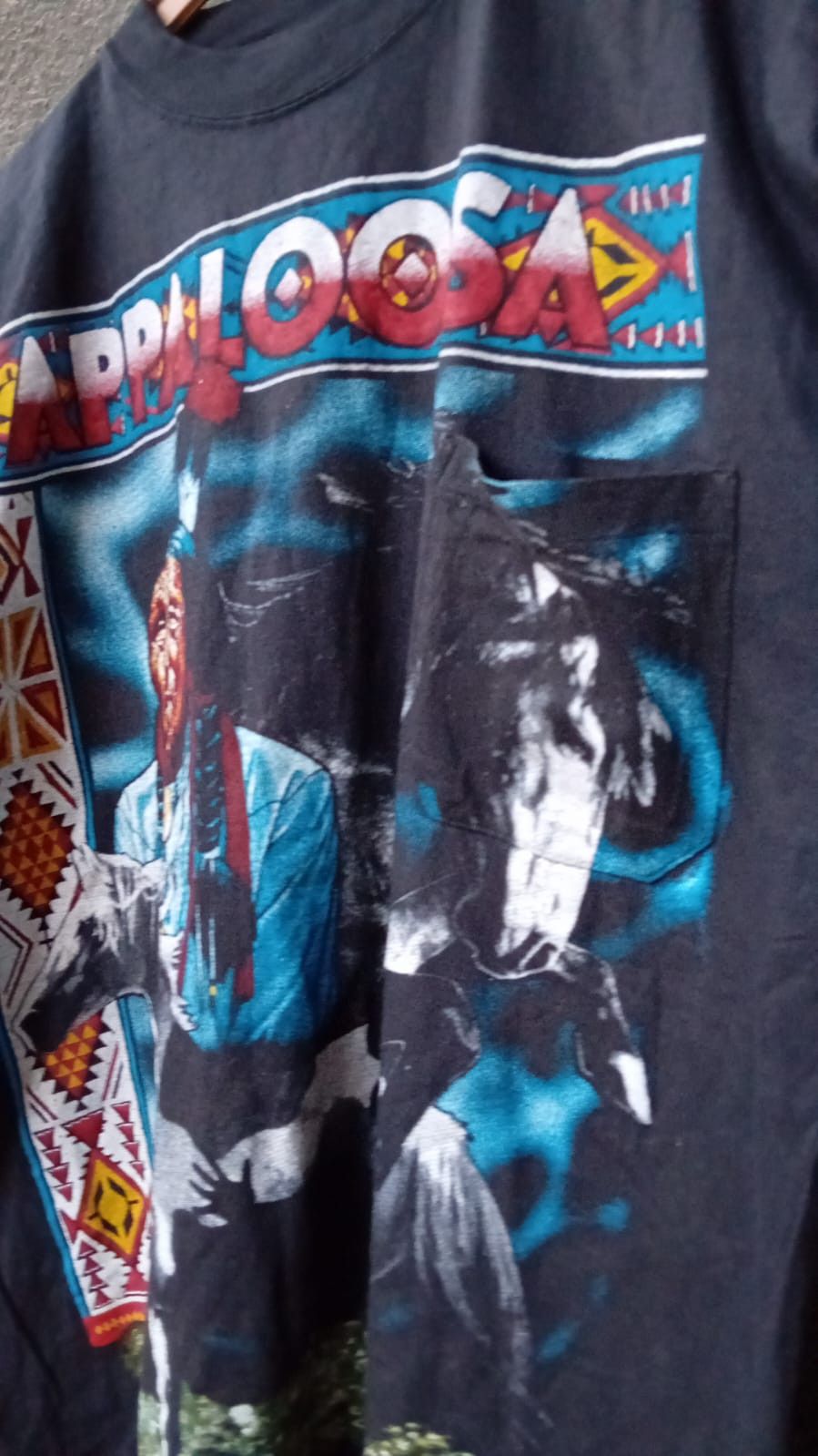 Vintage Appaloosa Aztec Stripe Native American Horses pocket tee XXL Size US XXL / EU 58 / 5 - 9 Thumbnail