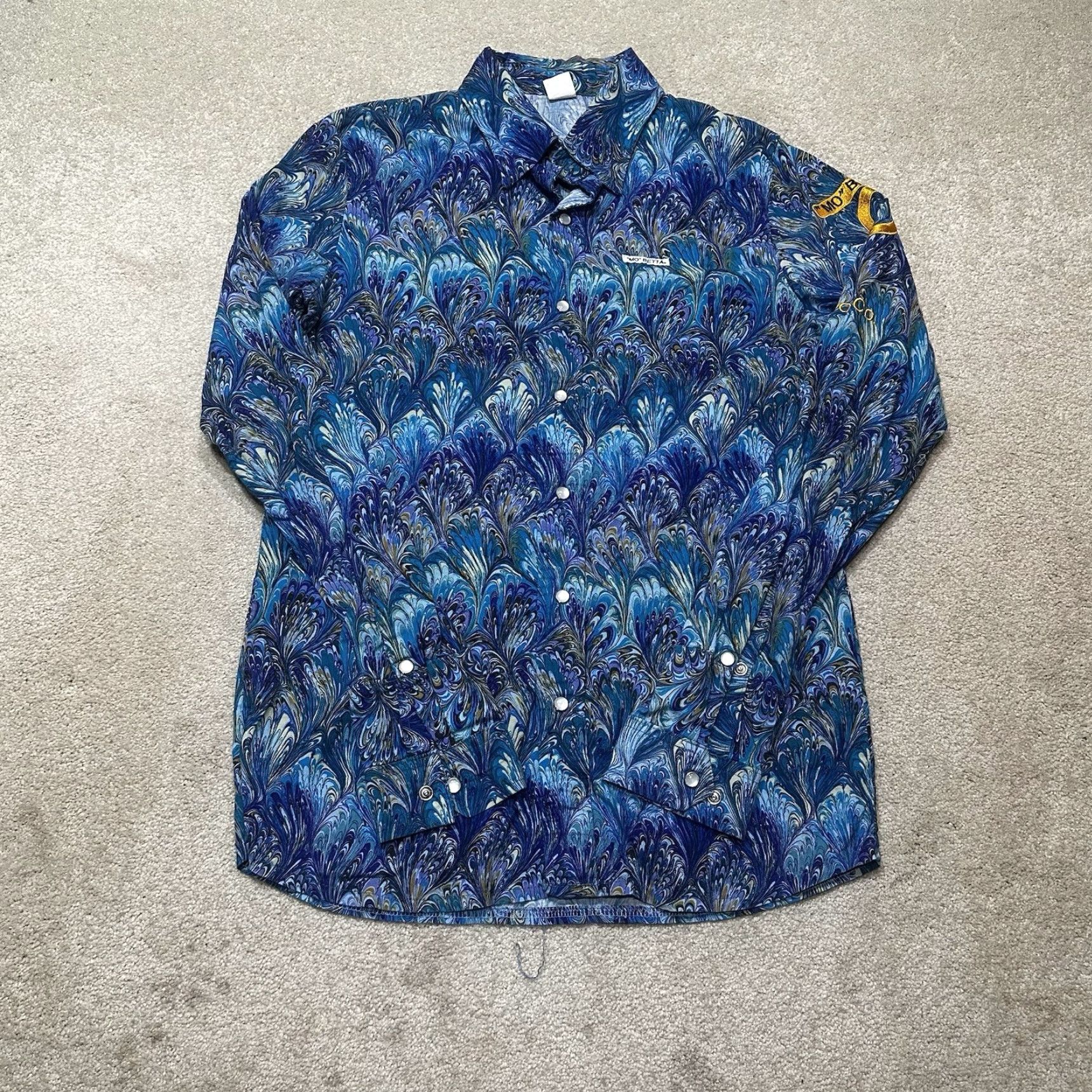 Vintage VINTAGE Mo Betta Pearl Snap Shirt Womens Small Blue Paisley Embroidered Shirt Womens Small Blue Paisley Embroidered Size S / US 4 / IT 40 - 2 Thumbnail