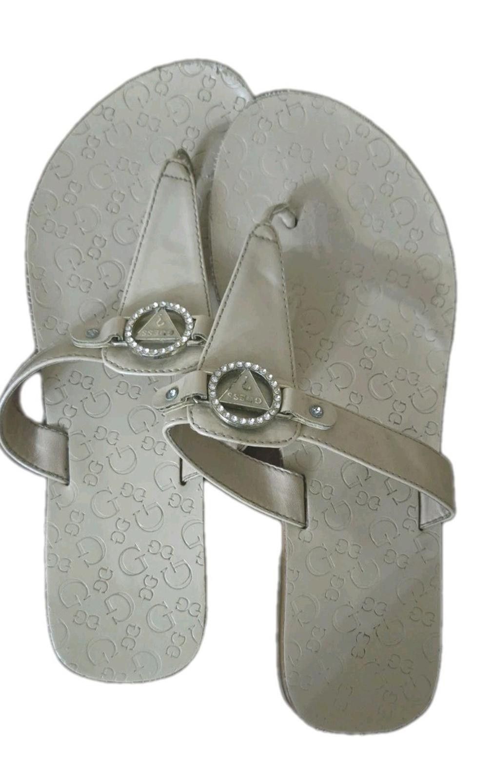 Other Guess T-Strap Thong Sandals Flip Flops Flats Beige Cream Tan Size US 7 / IT 37 - 1 Thumbnail