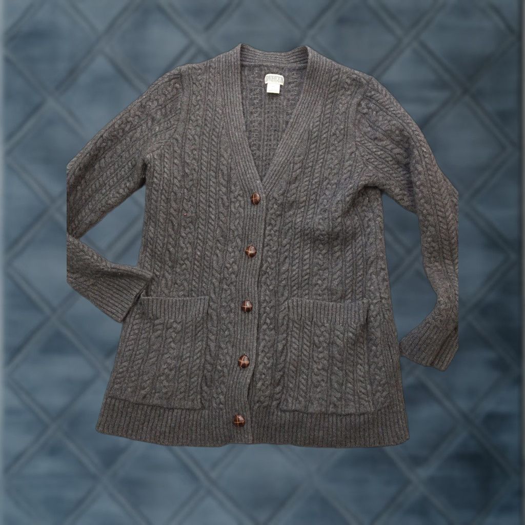 Duluth Trading Company Duluth Trading Co Womens XL Gray Cashmere Blend Wool Knit Cable Knit Cardigan Pockets Sweater Size XL / US 12-14 / IT 48-50 - 1 Thumbnail