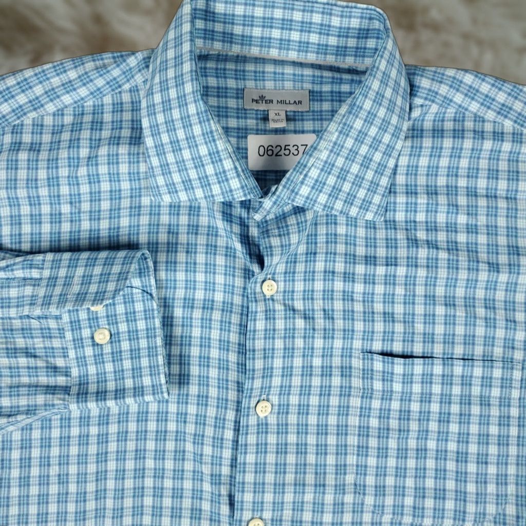 Peter Millar Peter Millar Shirt Mens XL Blue Plaid Button-Up Long Sleeve Casual Business Formal Travel Workwear Size US XL / EU 56 / 4 - 1 Thumbnail