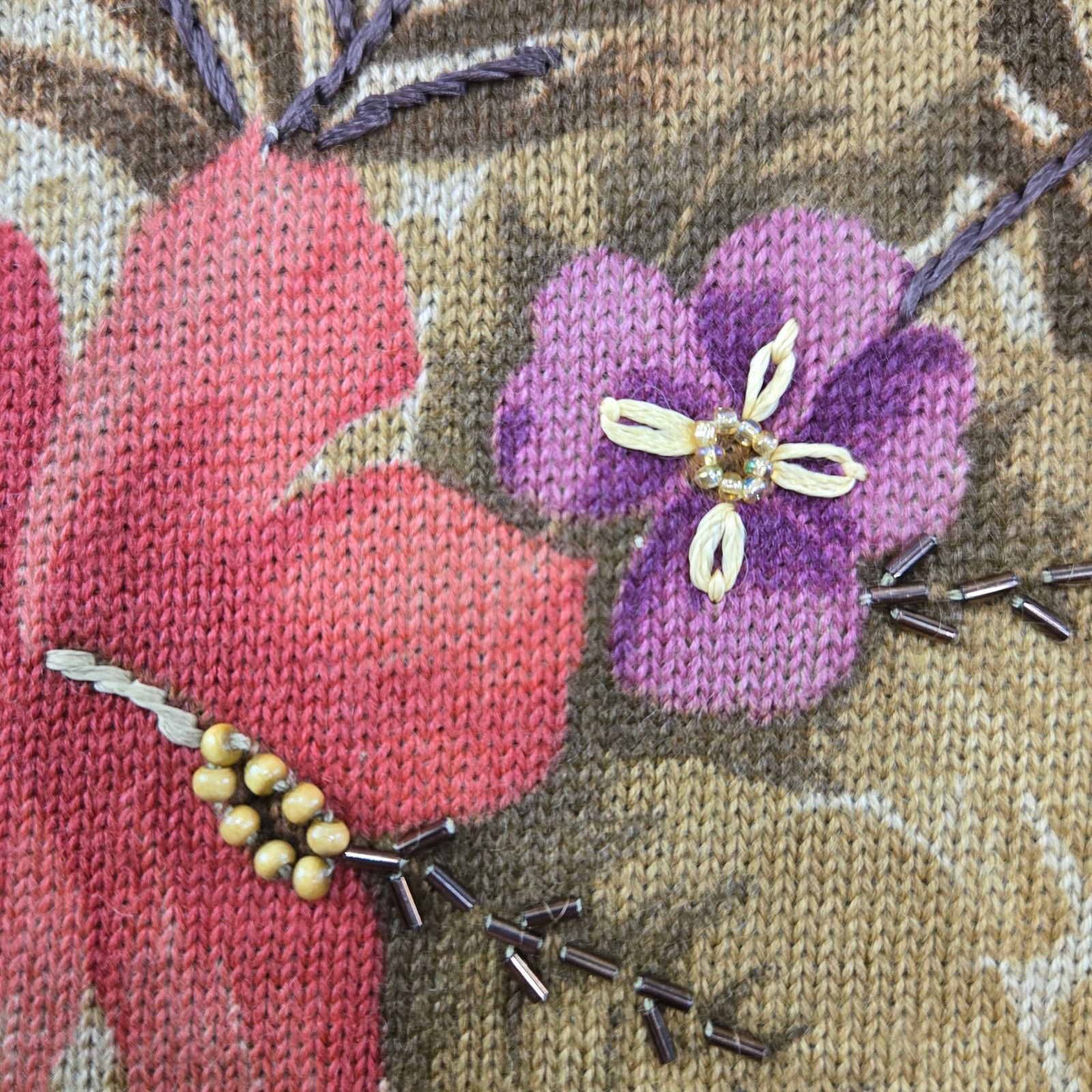 Other Y2K Beige Floral Tropical Embroider Ramie Knit Top Size XL Size XL / US 12-14 / IT 48-50 - 6 Thumbnail