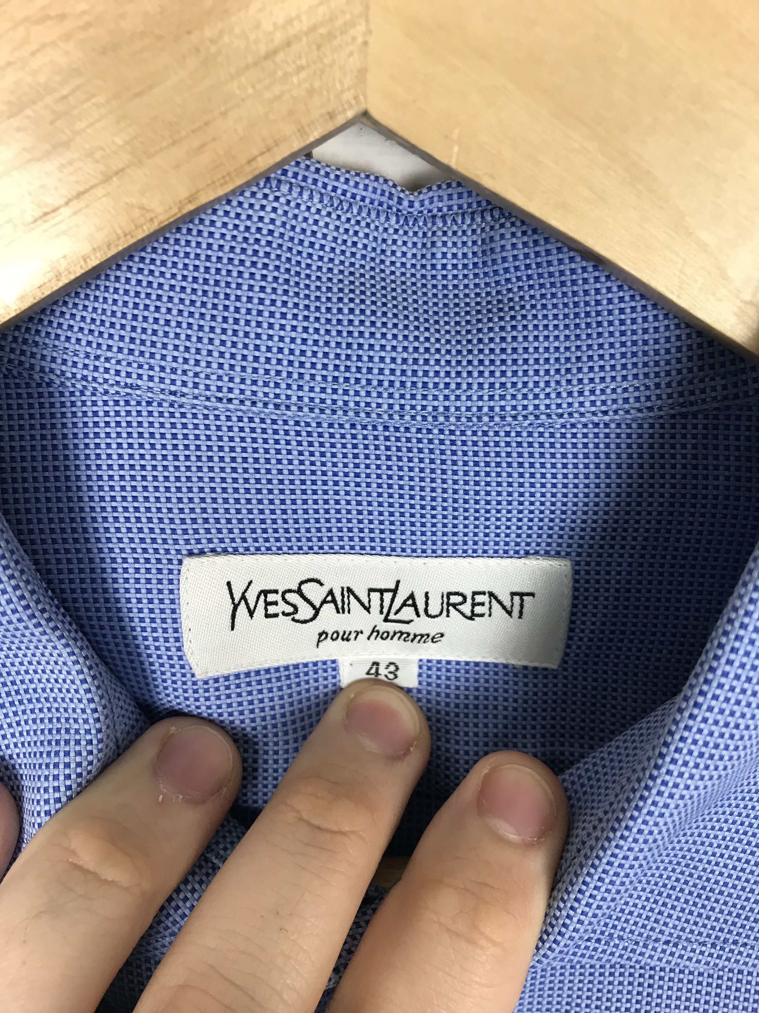 Yves Saint Laurent Yves Saint Laurent Shirt Blue Check YSL size 43 (XL) Size US XL / EU 56 / 4 - 7 Thumbnail