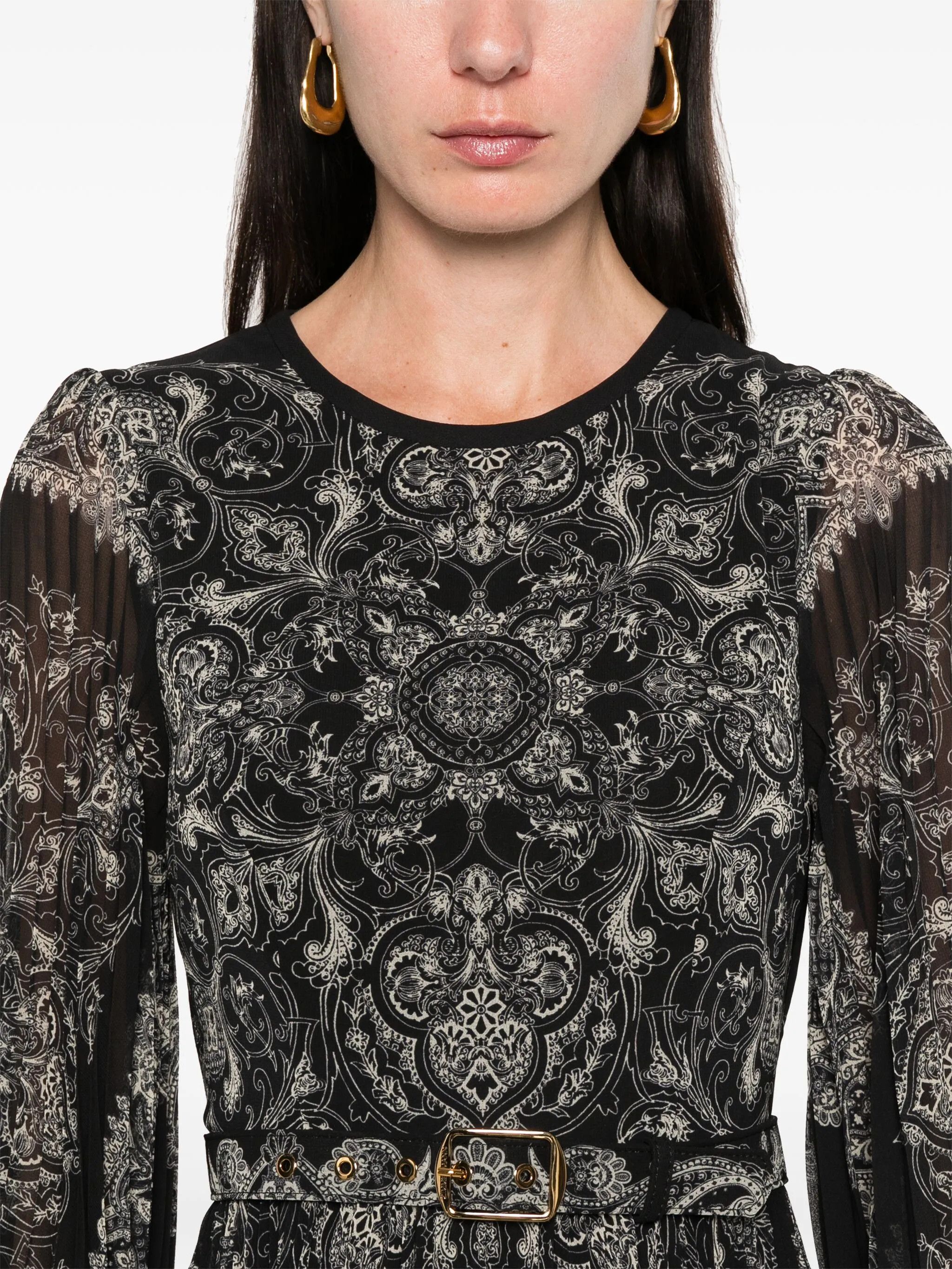 Zimmermann oc11z0825 Sunray Midi Dress in Black/White Size L / US 10 / IT 46 - 4 Thumbnail