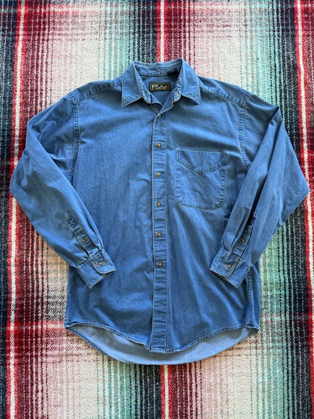 Vintage Men's Purist Blue Denim Casual Button Down Shirt M Size US M / EU 48-50 / 2 - 1 Thumbnail