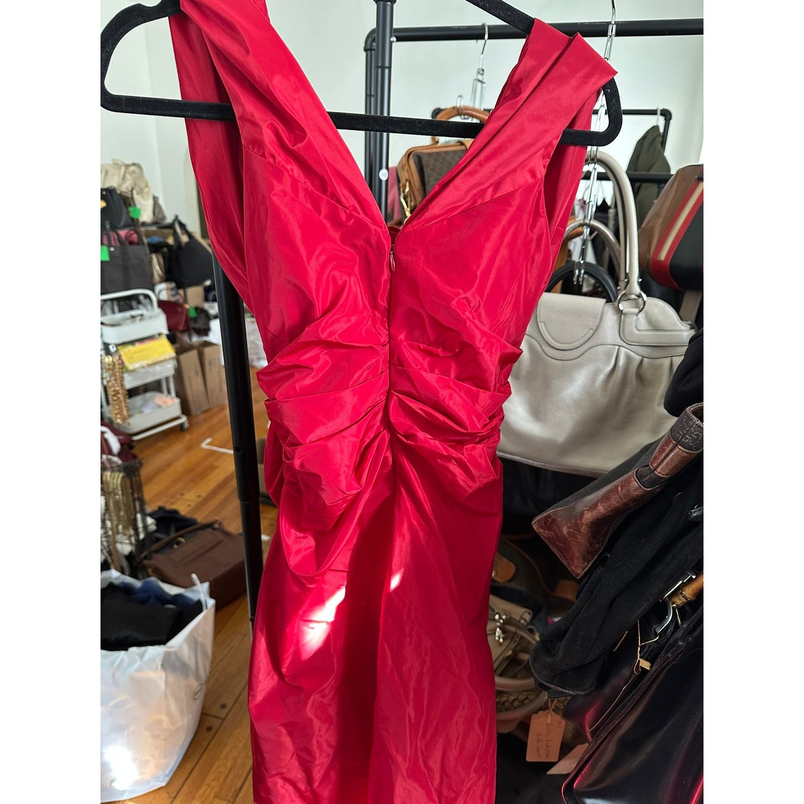 Staud STAUD Andrea Off-Shoulder Dress Rouge 0 Size XS / US 0-2 / IT 36-38 - 2 Thumbnail
