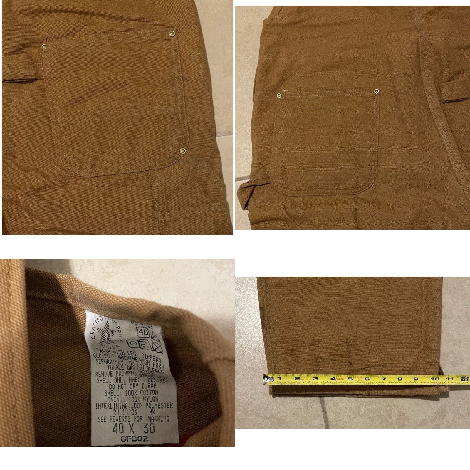Carhartt VINTAGE Carhartt Overalls Jeans 40 Brown Quilted Lined Double Knee Work 80s 90s Trucker Grunge USA Mens Size US 40 / EU 56 - 9 Thumbnail