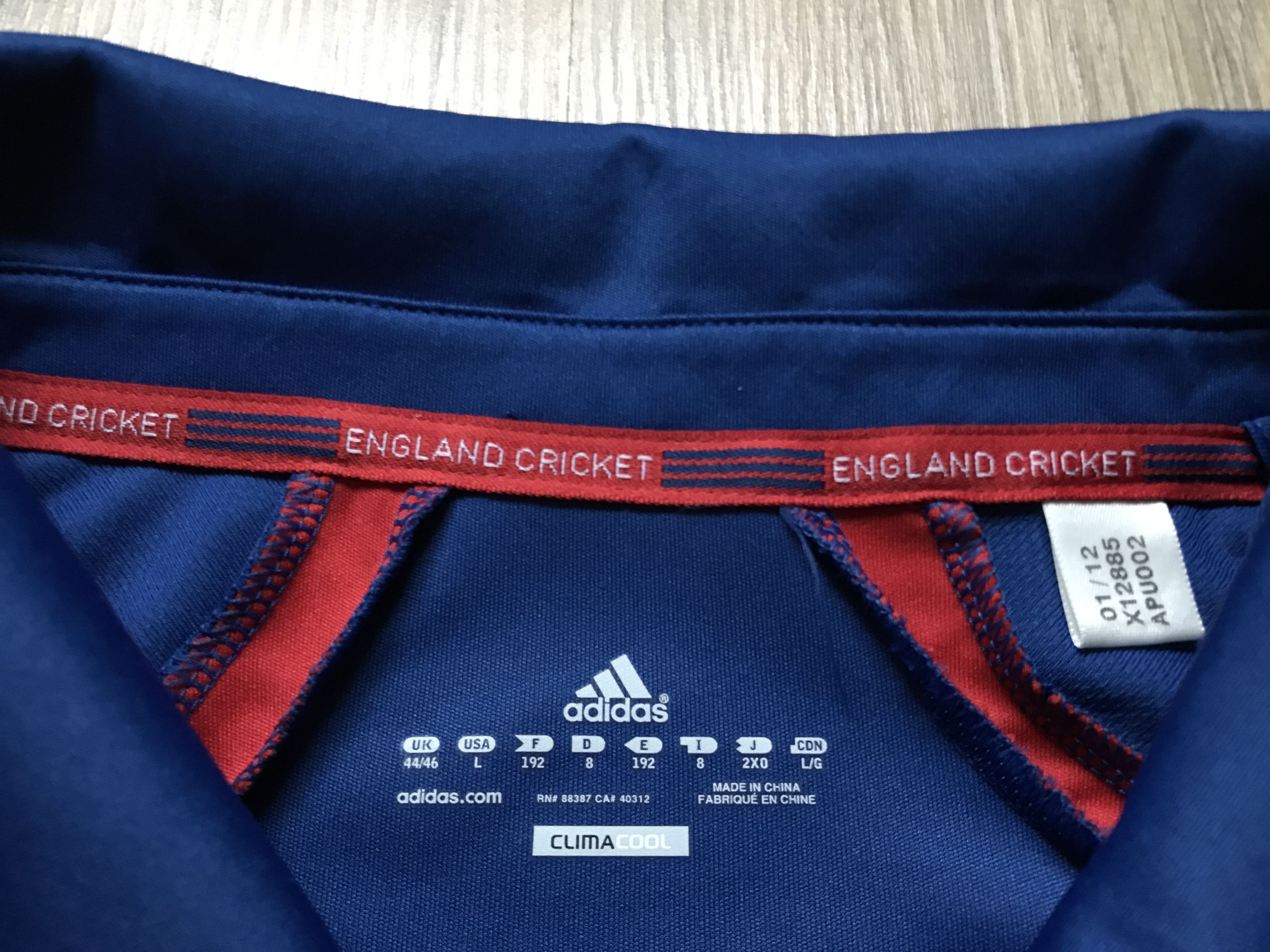 Adidas × Vintage Adidas England Cricket Nacional Team Jersey 2012 Size US L / EU 52-54 / 3 - 8 Thumbnail