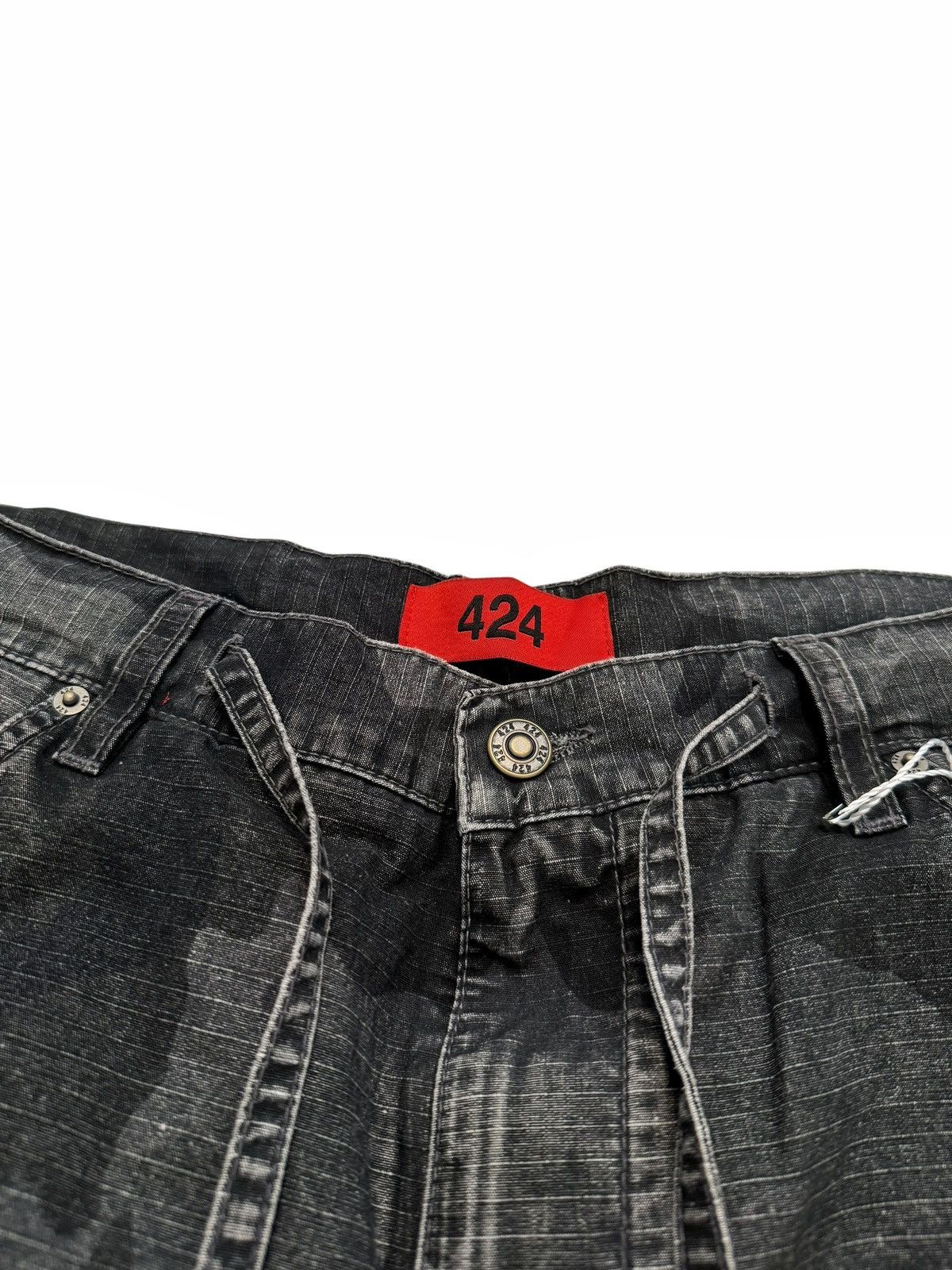 424 Black Grey Reverse Camo Ripstop Cargo Shorts Size US 34 / EU 50 - 4 Thumbnail