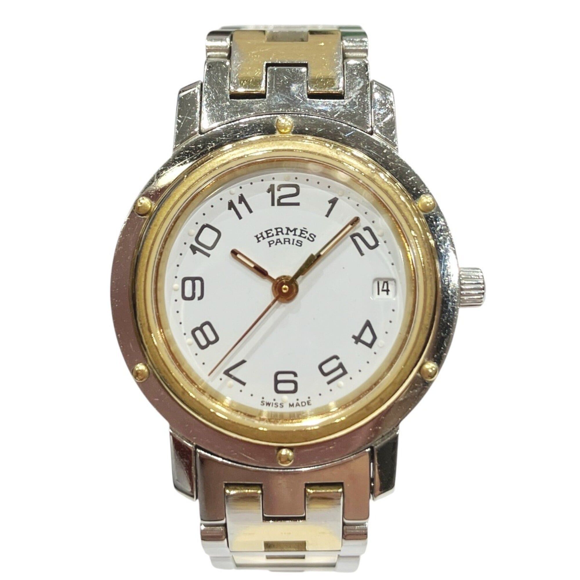 Hermes Hermes Clipper watch, total weight 36.2g, stainless steel, quartz movement, white dial, CL3.240 Size ONE SIZE - 1 Thumbnail