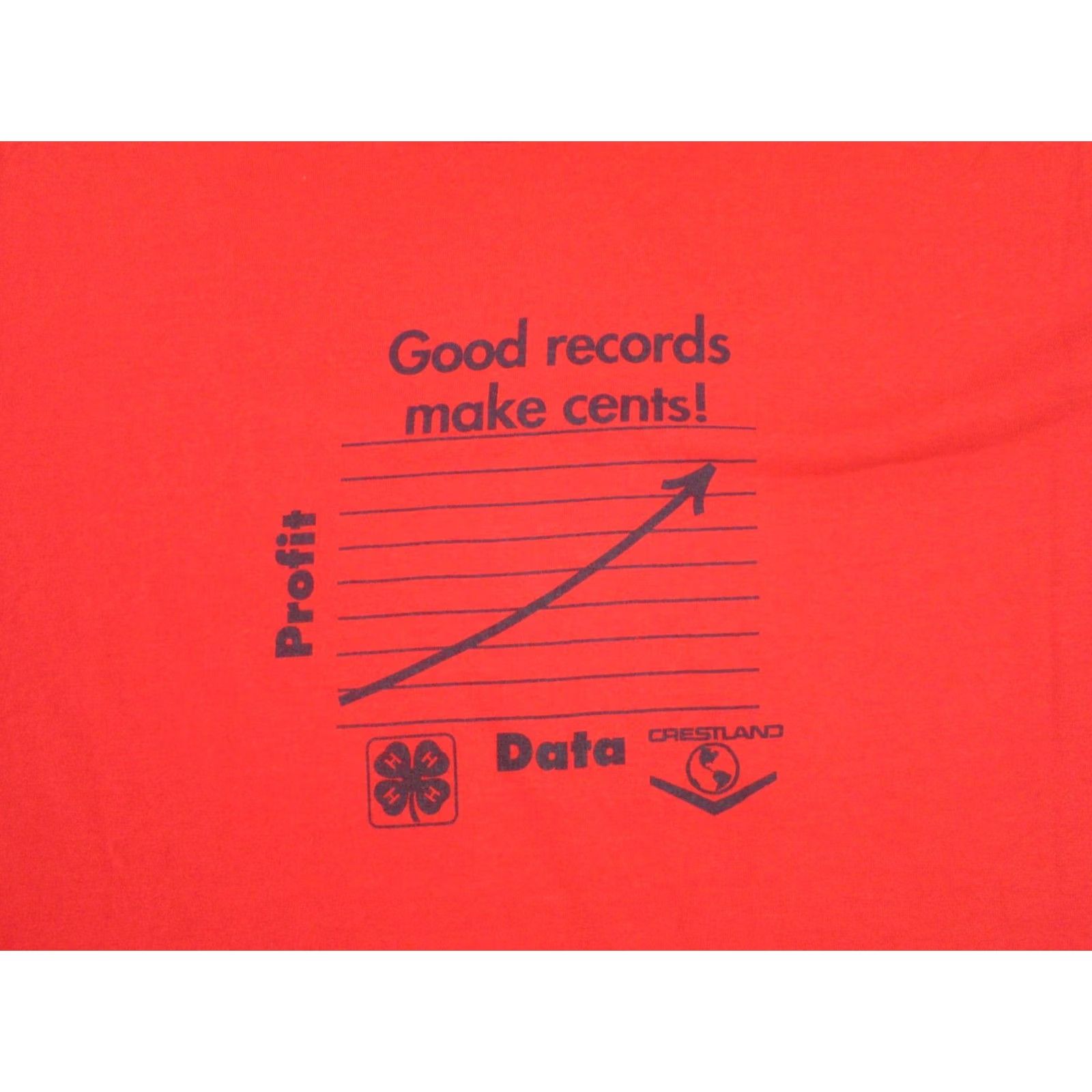 Fruit Of The Loom VINTAGE Shirt Mens Large Red Fruit of the Loom Profit Data Made in USA Good Record Cents 80s 90s USA Size US L / EU 52-54 / 3 - 2 Thumbnail