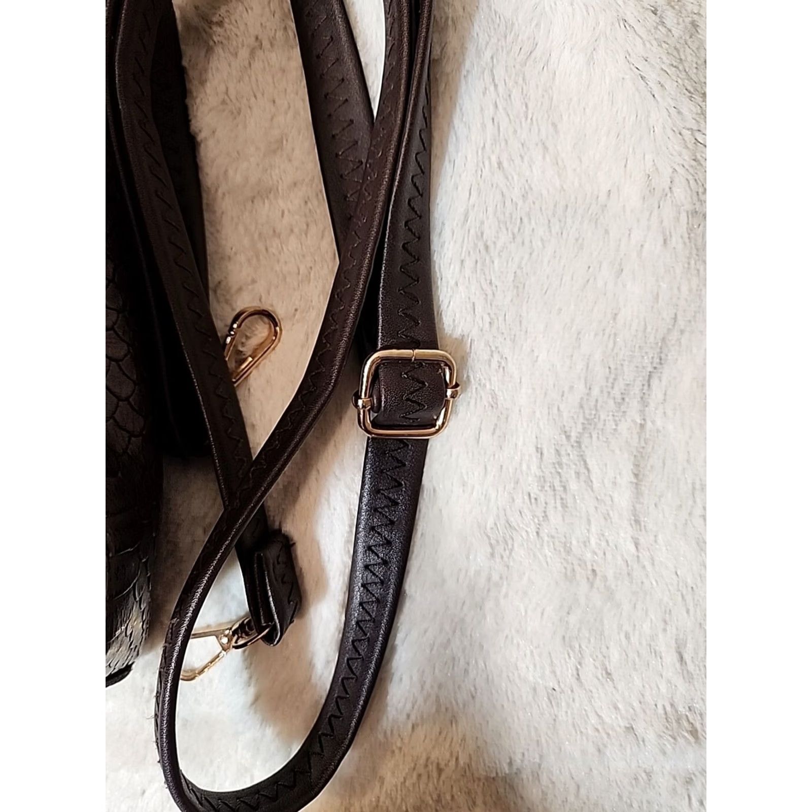 Vintage VINTAGE Lavie Lotus Womens Satchel Bag Purse Brown Large 16" Detachable Sling Strap Zips Size ONE SIZE - 7 Thumbnail