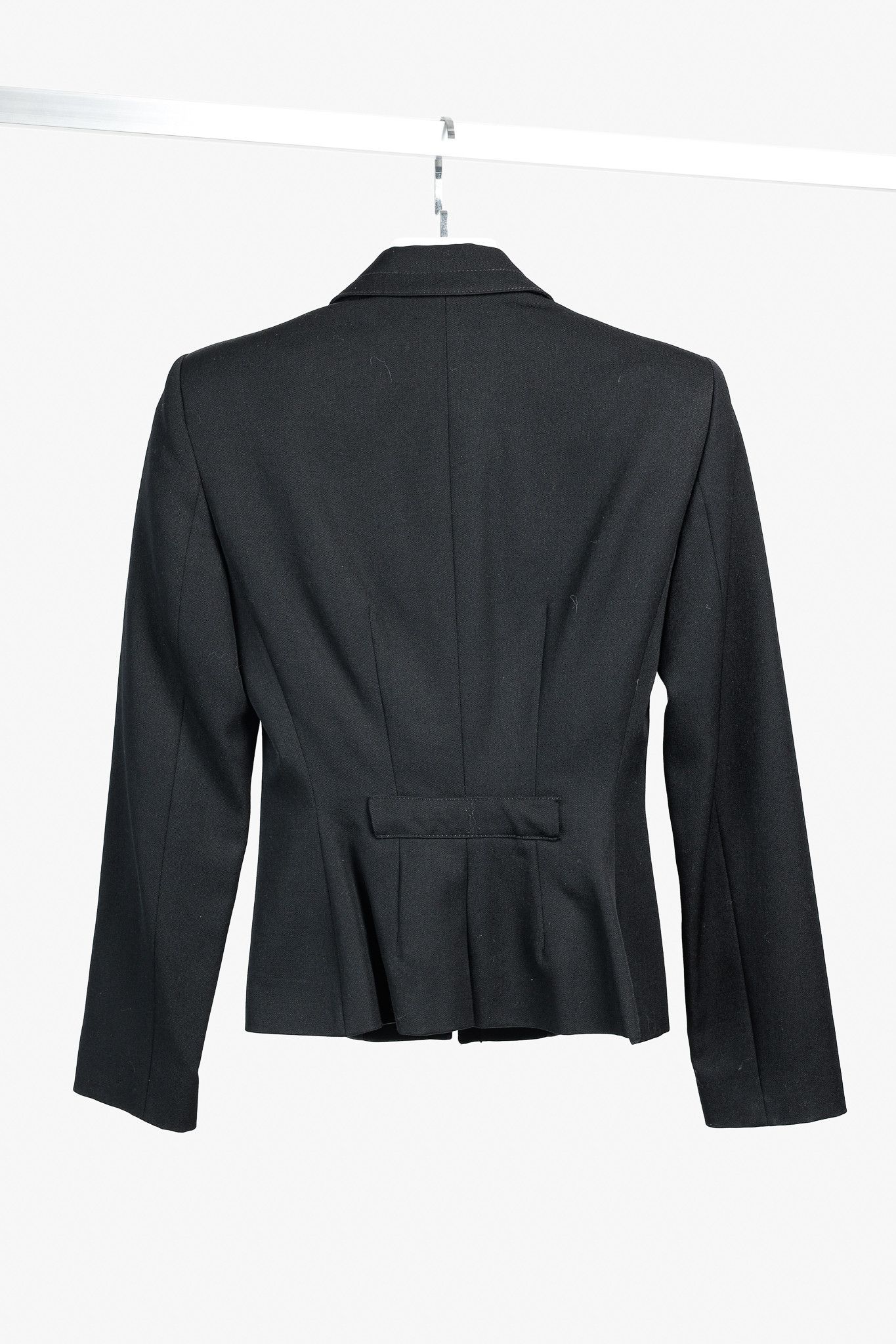 Emporio Armani Emporio Armani 2005 Zip-Up Peplum-Back Black Wool Blazer Size S / US 4 / IT 40 - 2 Thumbnail