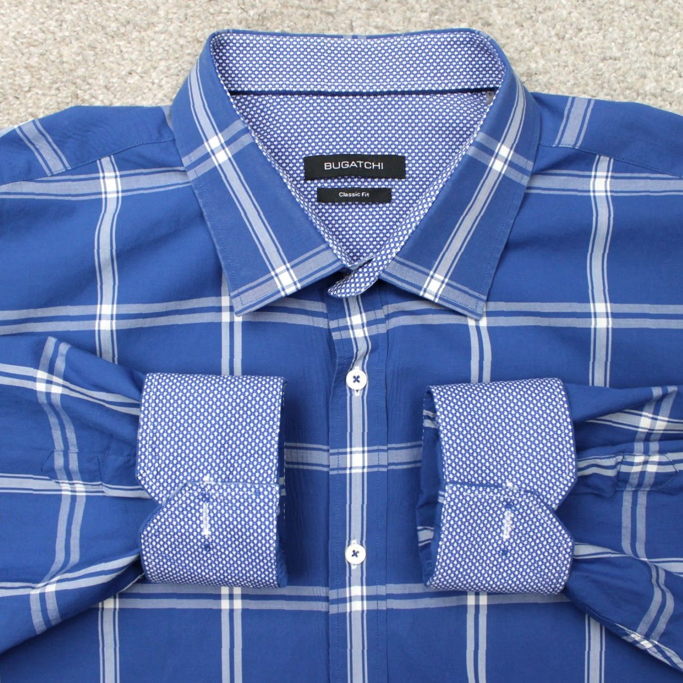 BUGATCHI Bugatchi Uomo Shirt Men 3XL Blue Classic Fit Button-Up Long Sleeve Cotton Shirt Size US XXL / EU 58 / 5 - 2 Thumbnail