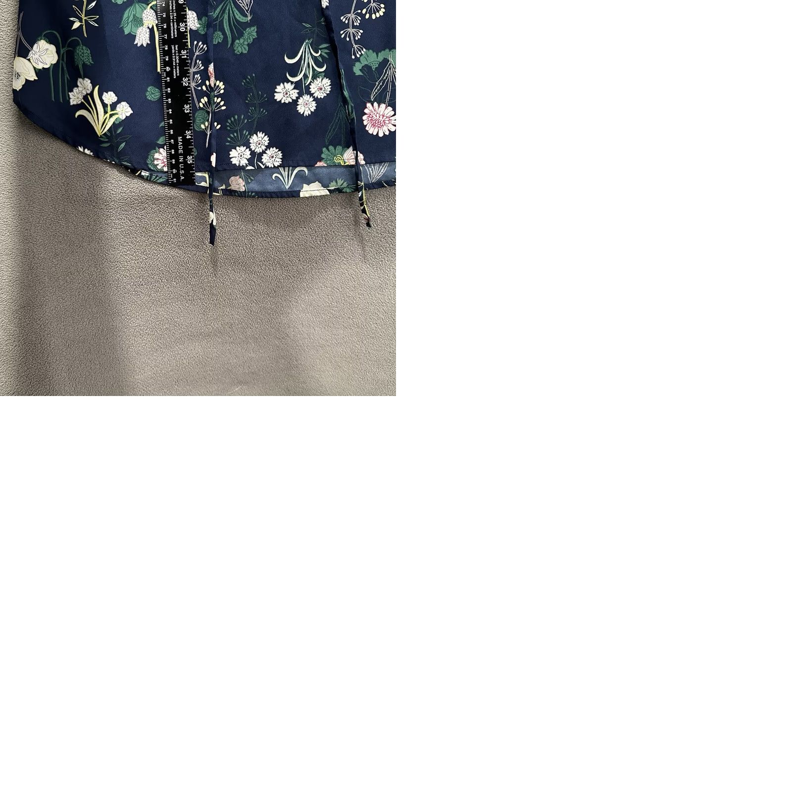 Loft LOFT Dress Womens XS Navy Blue Floral Print Midi Button Front Long Sleeve Belted Size XS / US 0-2 / IT 36-38 - 9 Thumbnail