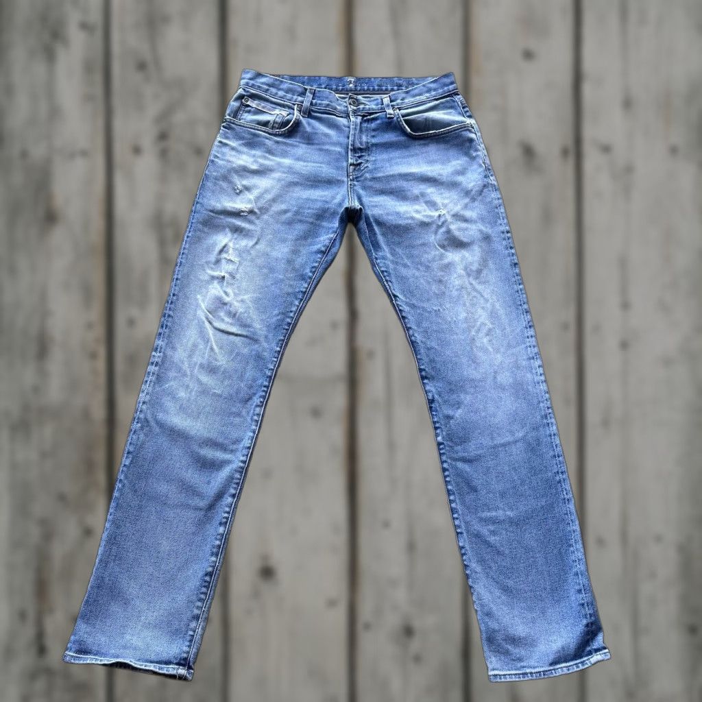 7 For All Mankind 7 For All Mankind Jeans Mens 31x34 Blue Selvedge Straight Fit Denim Pants Basic Size US 31 - 1 Thumbnail