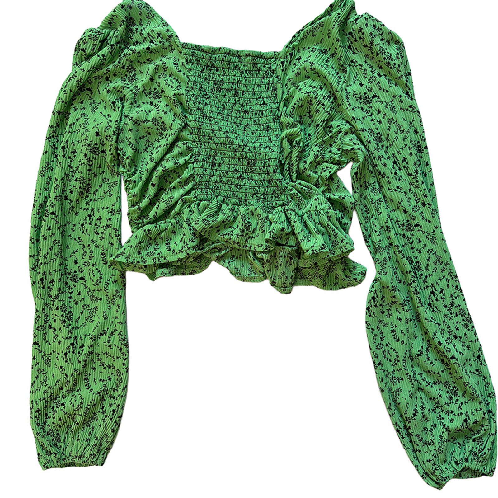 Mango Vintage Mango cropped top small floral barrel sleeves Size S / US 4 / IT 40 - 4 Thumbnail