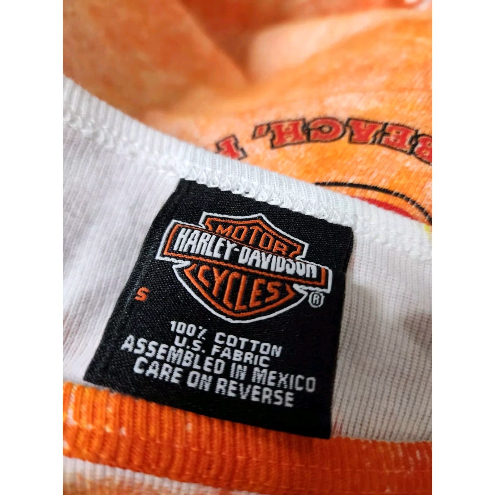 Harley Davidson VINTAGE Harley Davidson Womens S T-Shirt Long Sleeve Crew Neck Tie Dye Orange Motorcycle Distressed Size S / US 4 / IT 40 - 7 Thumbnail