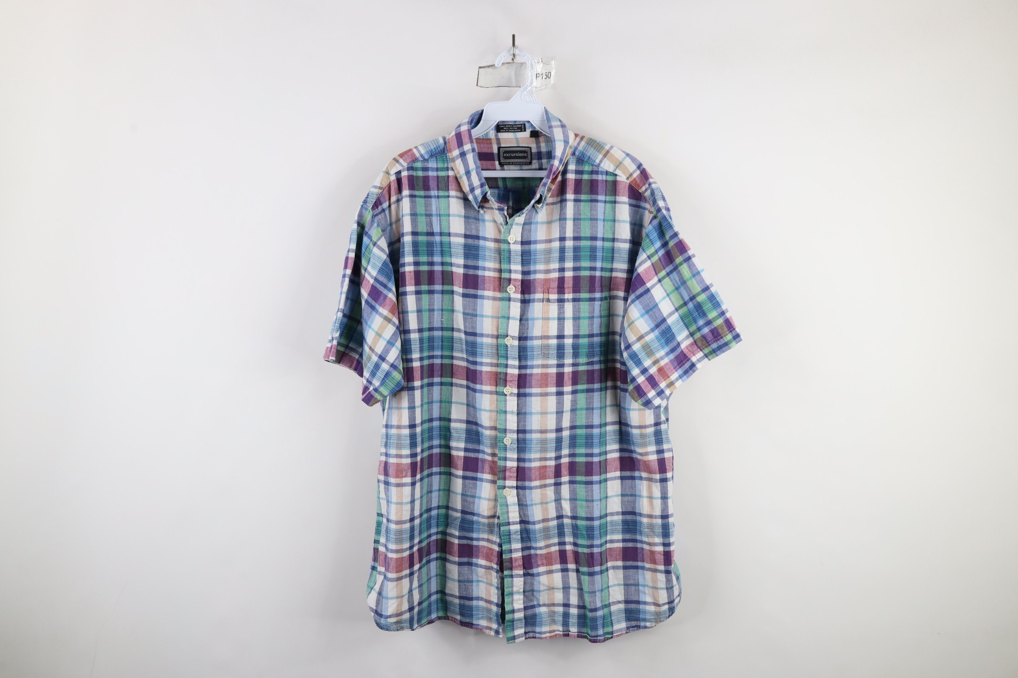Vintage Vintage 90s Streetwear Needle Madras Plaid Button Down Shirt Size US XXL / EU 58 / 5 - 1 Thumbnail