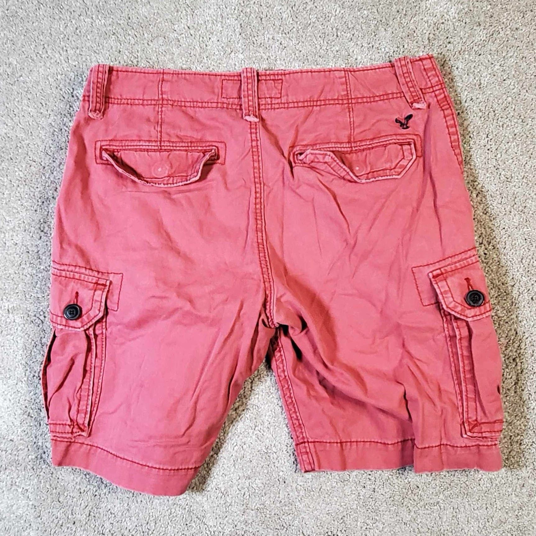 American Eagle Outfitters VINTAGE American Eagle Outfitters Cargo Shorts Men’s 33 Orange Flat Front Belt Loops Casual 90s? Size US 33 - 3 Thumbnail