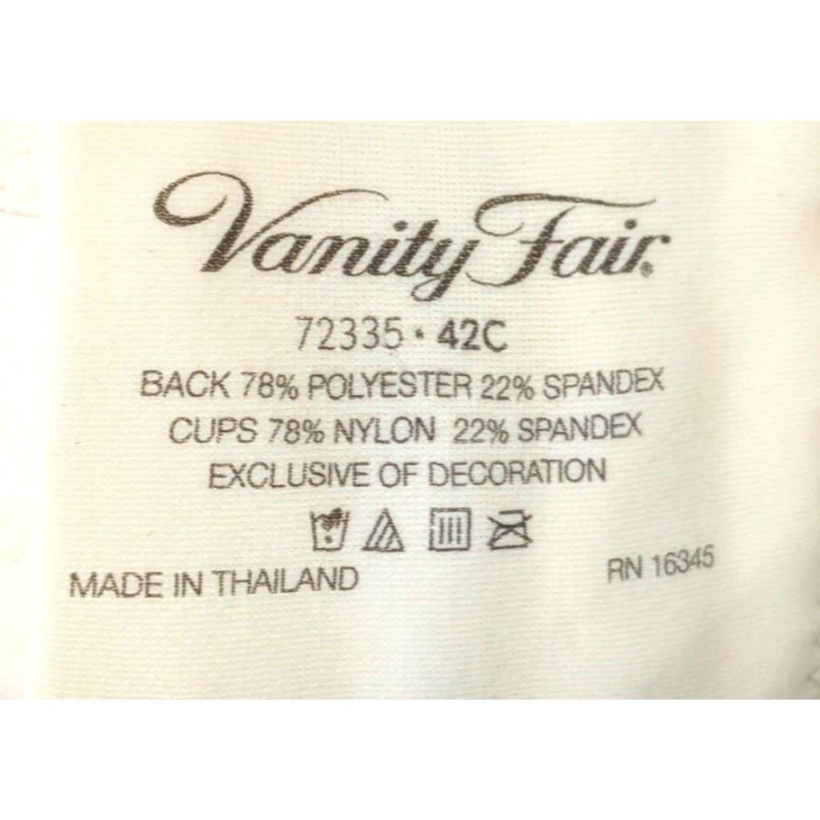 Vintage VINTAGE Vanity Fair Bra Beauty Back Full Coverage Wirefree 42C Pale Yellow/Cream 72335 42C Women's T-Shirt Bra Mens? Size ONE SIZE - 5 Thumbnail