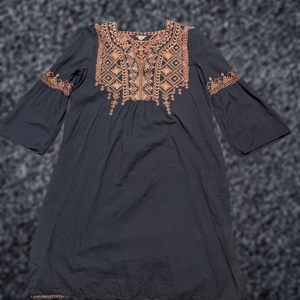 VINTAGE Johnny Was Women's Flare Tunic Dress Small Embroidered Cotton  Bohemian 70s A-Line - threedaughtersproperties.com