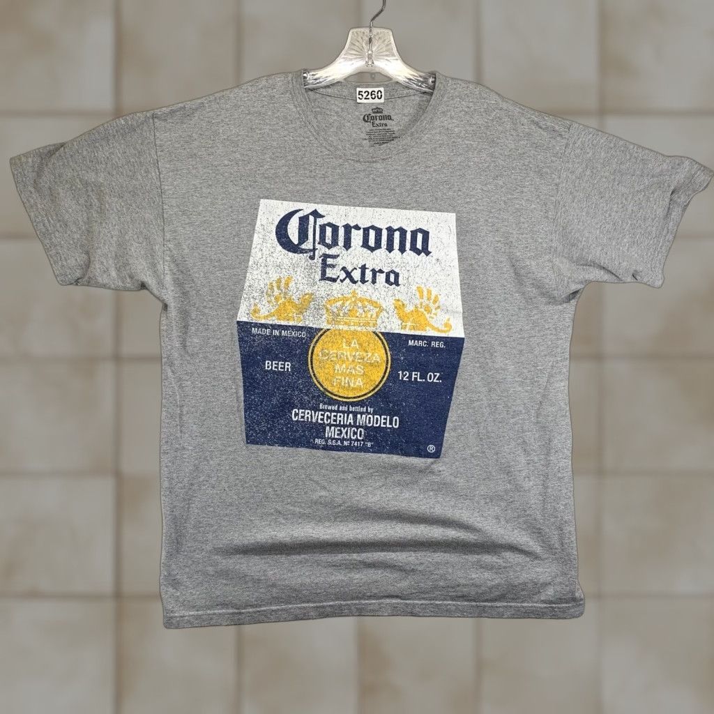 Vintage Corona Extra Men's T-Shirt Large Gray Beer Logo Graphic Print Casual Short Sleeve Size US L / EU 52-54 / 3 - 1 Thumbnail