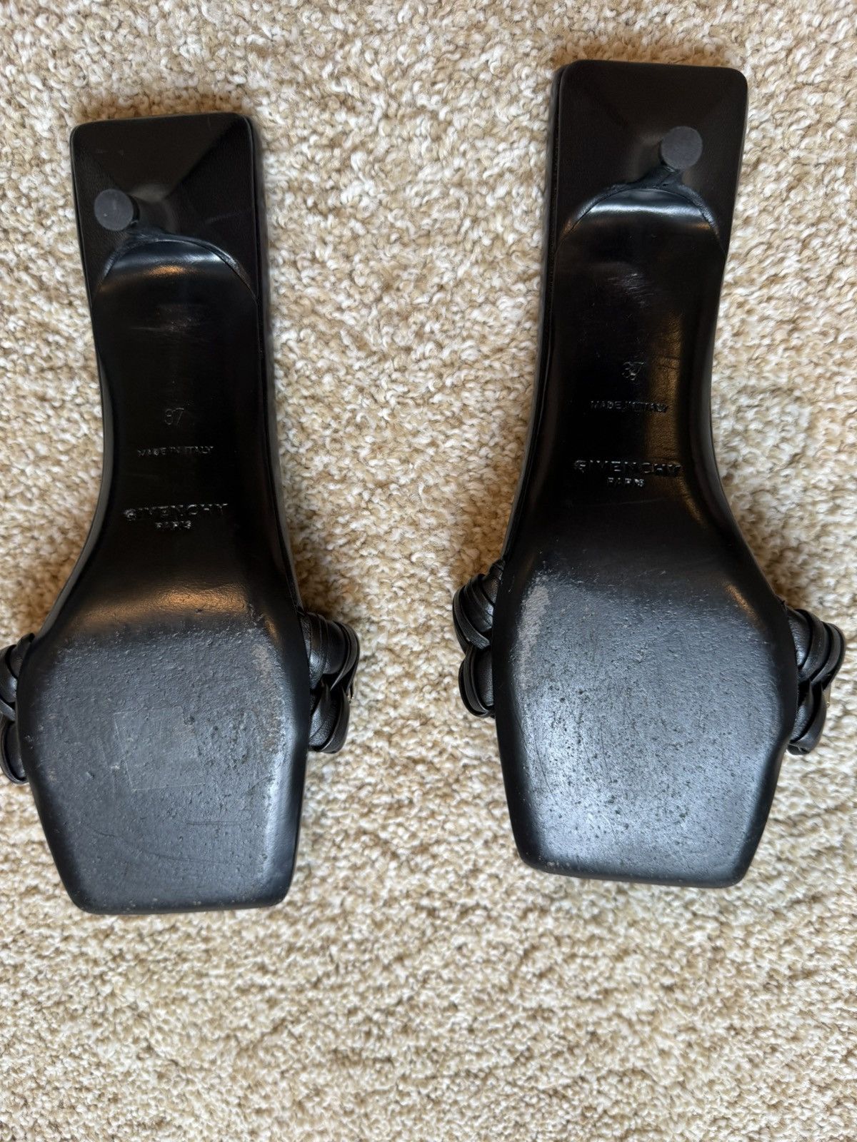 Givenchy G Woven Black Sandal Kitten Heel Size US 7 / IT 37 - 3 Thumbnail