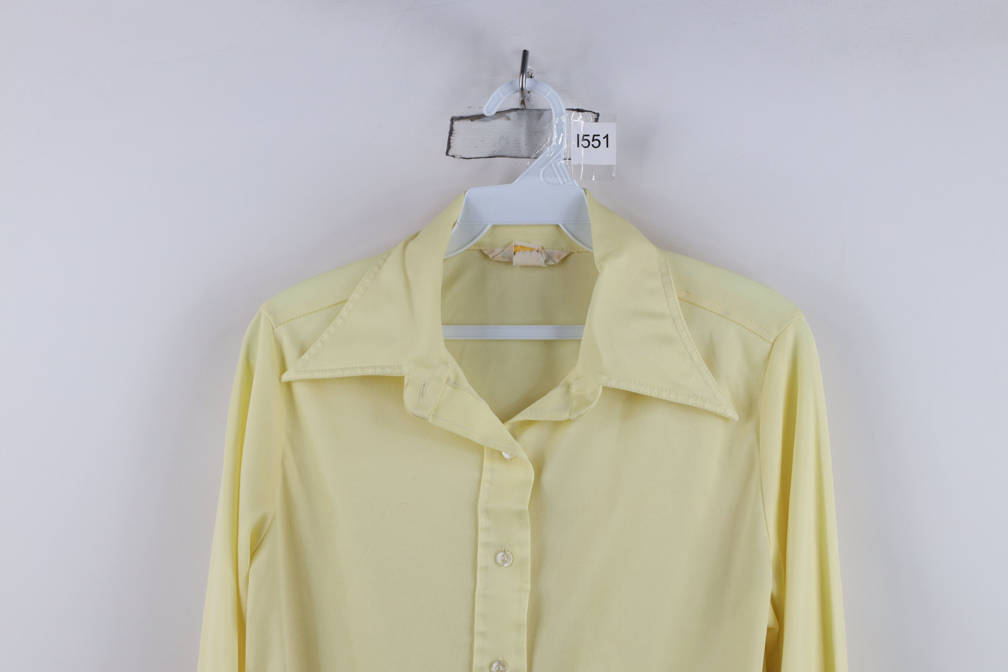 Vintage Vintage 70s Streetwear Knit Collared Button Shirt Yellow Size XXL / US 16-18 / IT 52-54 - 2 Thumbnail