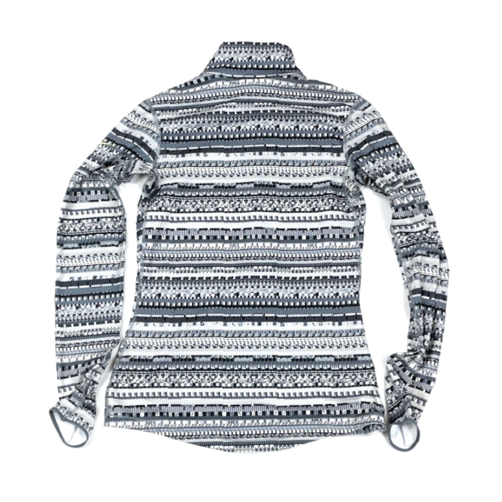 Nike VINTAGE Nike 8-Bit Gray White 1/2-Zip Pullover Dri-Fit Pullover Top Shirt Hyperwarm M Womens Regular Gray Geometric Print 8-Bit Nike Shirt Size M / US 6-8 / IT 42-44 - 2 Thumbnail
