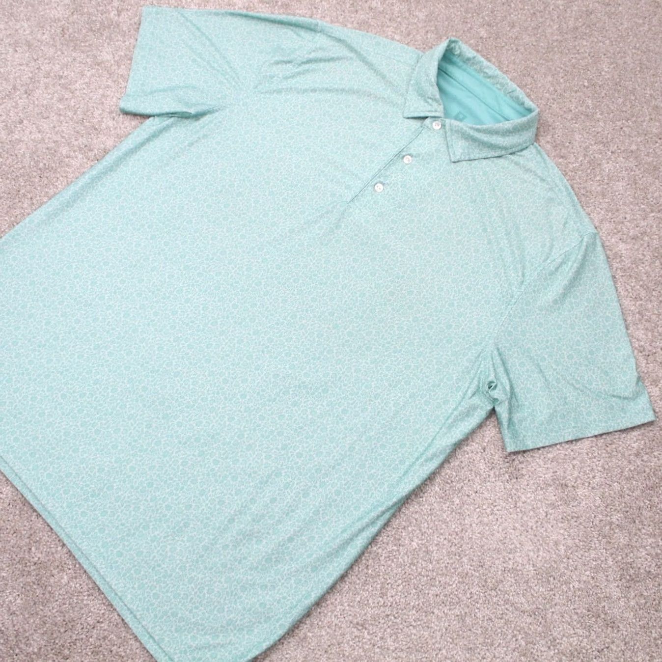 Vintage Hickey Freeman Polo Shirt Mens L Green Floral Print Short Sleeve Pullover Shirt Polo Floral Mens Large Green Size US L / EU 52-54 / 3 - 3 Thumbnail