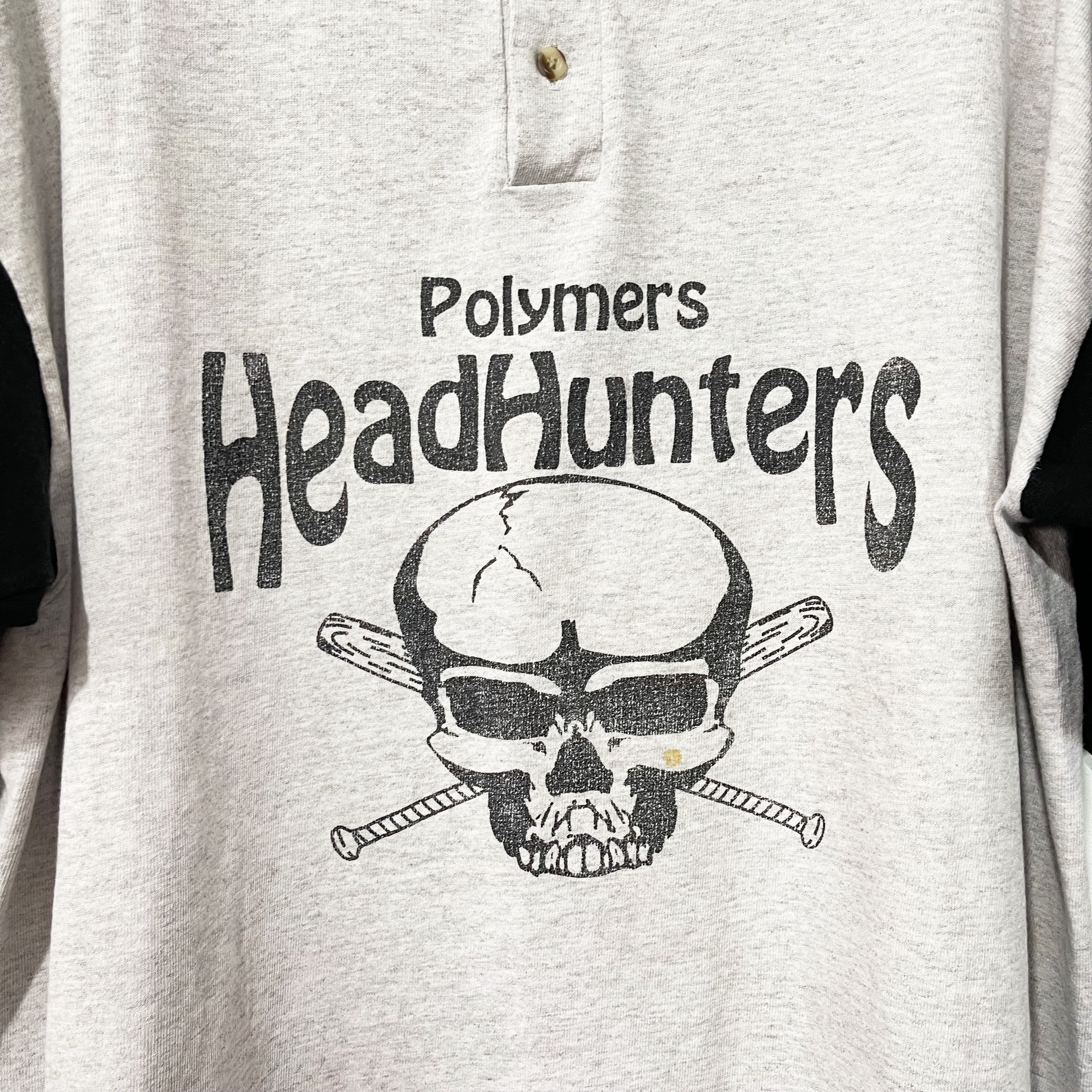 Vintage Vintage 90s Polymers Headhunters Skull Shirt Size US XL / EU 56 / 4 - 2 Thumbnail