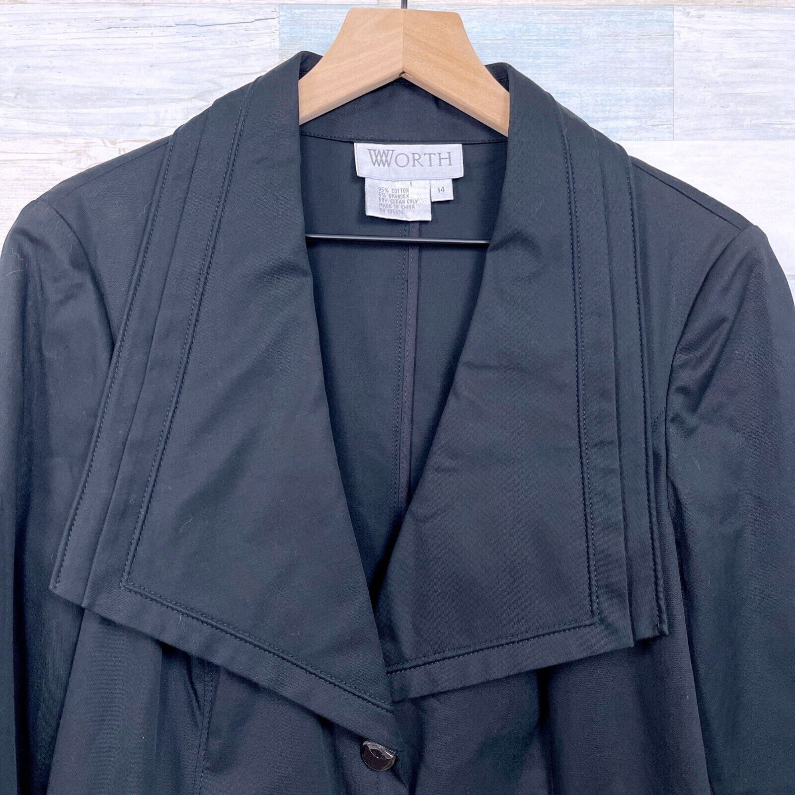 Other WORTH Wide Collar Jacket Black V Neck Snap Button 14 Size XL / US 12-14 / IT 48-50 - 2 Thumbnail