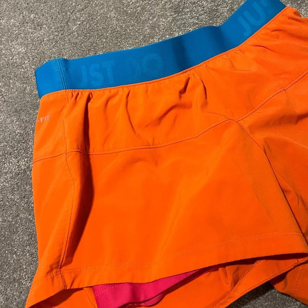 Nike Nike Dri-fit Orange/Pink 2 In 1 Running Compression Shorts Size 28" / US 6 / IT 42 - 4 Thumbnail