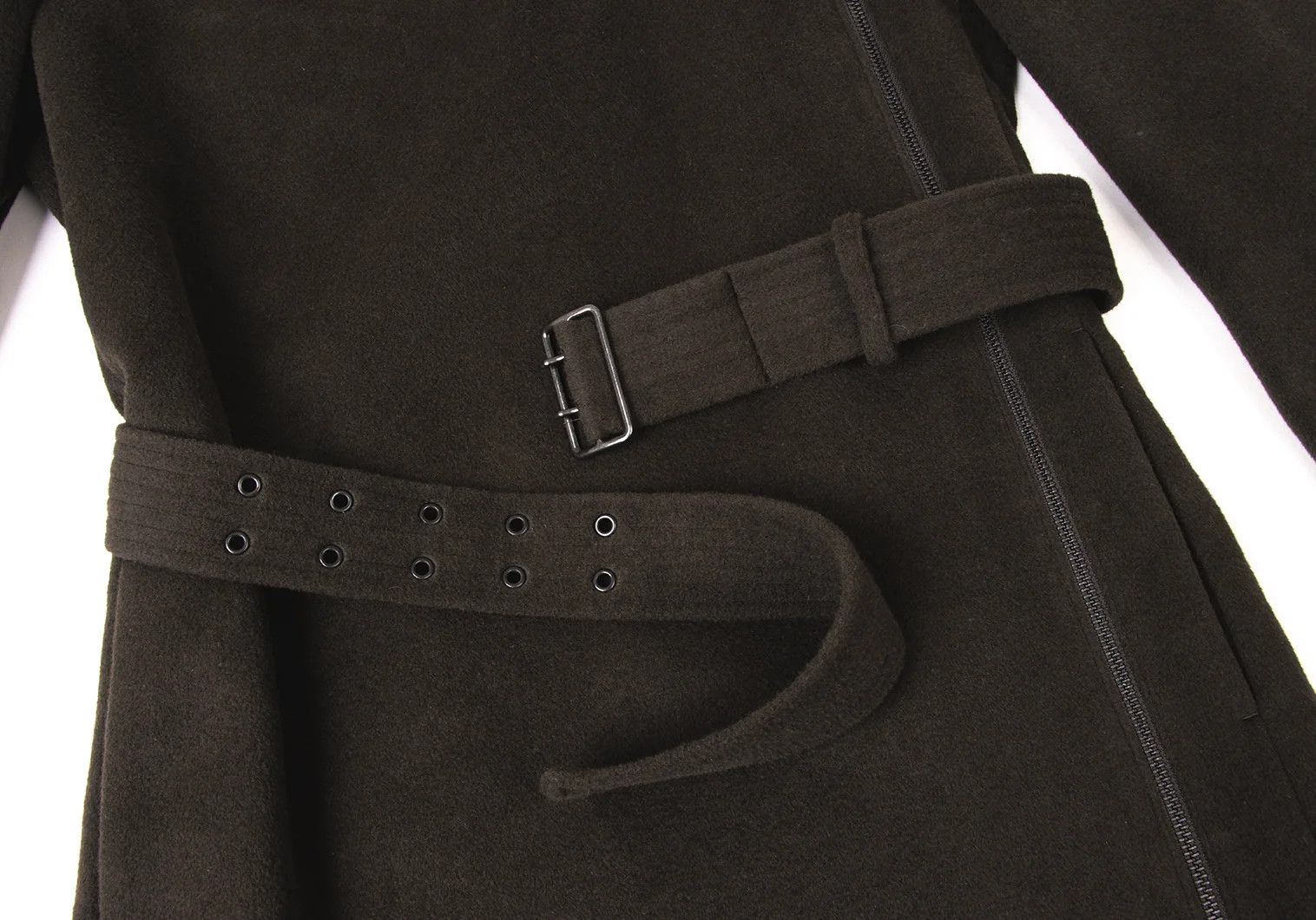 Jean Paul Gaultier Angora Wool Belted Shaggy Coat in Khaki Size 48 Size US M / EU 48-50 / 2 - 8 Thumbnail
