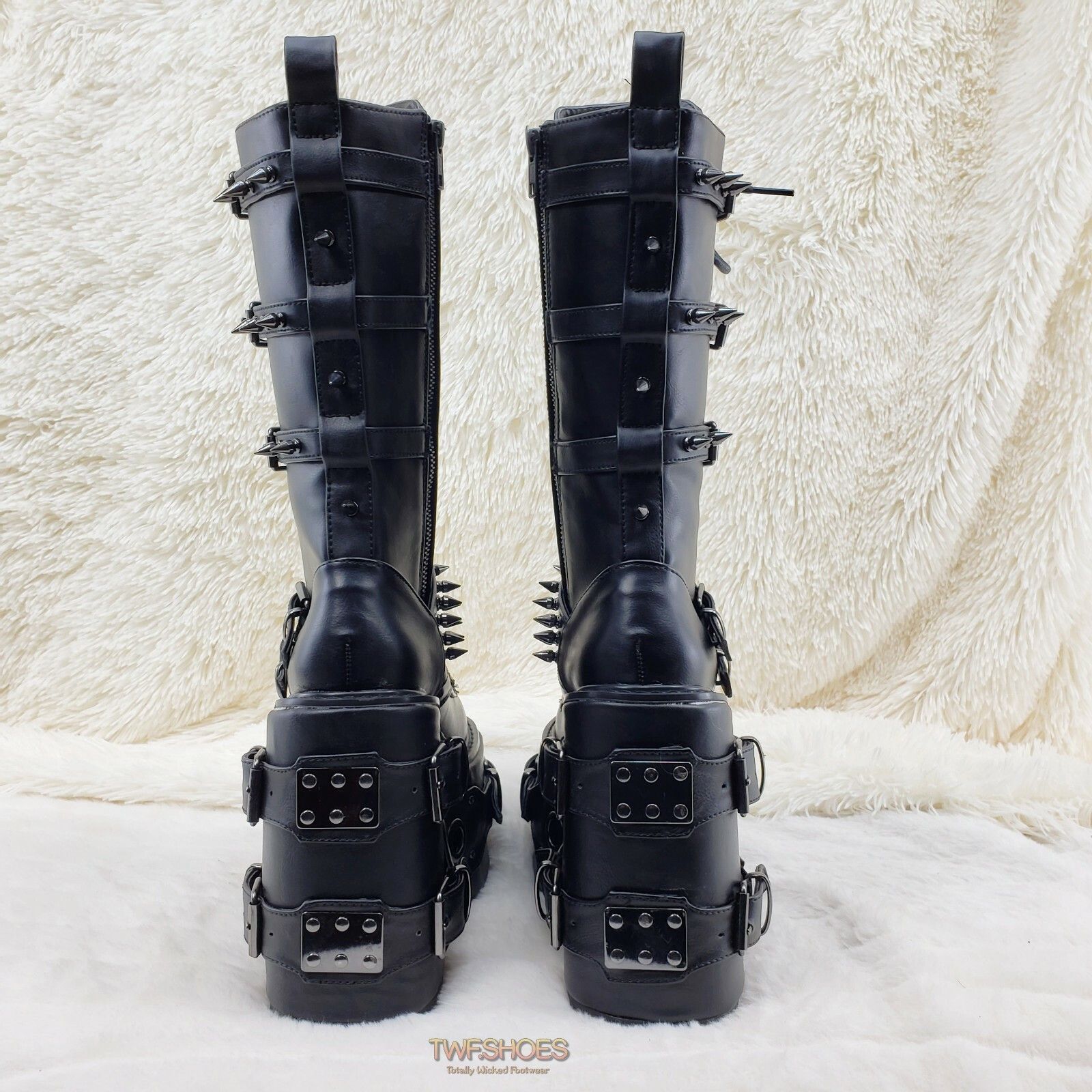 Demonia Cult DEMONIA Swing 327 Black Knee Boot 5.5" Platform Studs & Spik Size US 7 / IT 37 - 6 Thumbnail