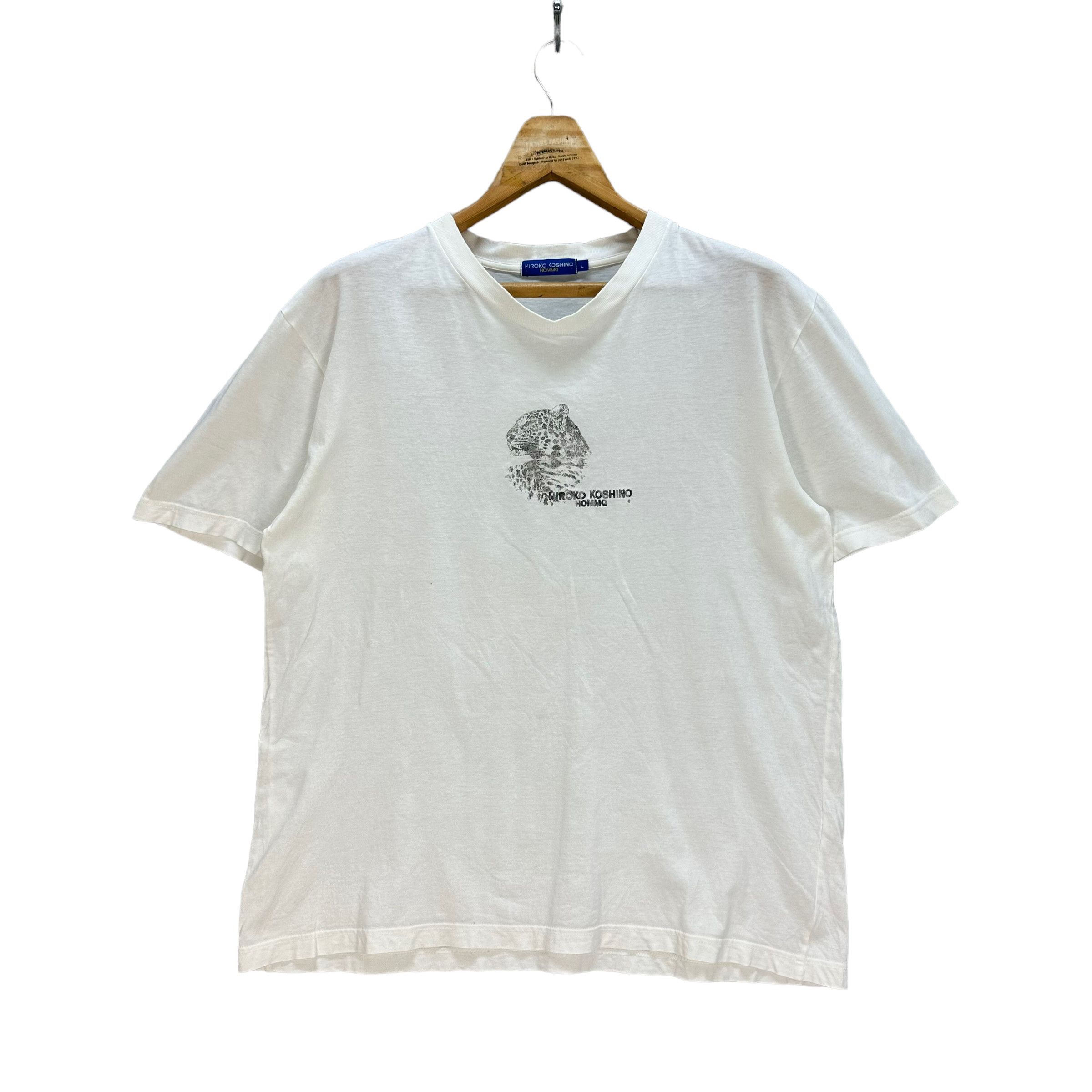 Hiroko Koshino Homme HIROKO KOSHINO HOMME CHEETAH LOGO WHITE TEES #7787-176 Size US L / EU 52-54 / 3 - 1 Thumbnail